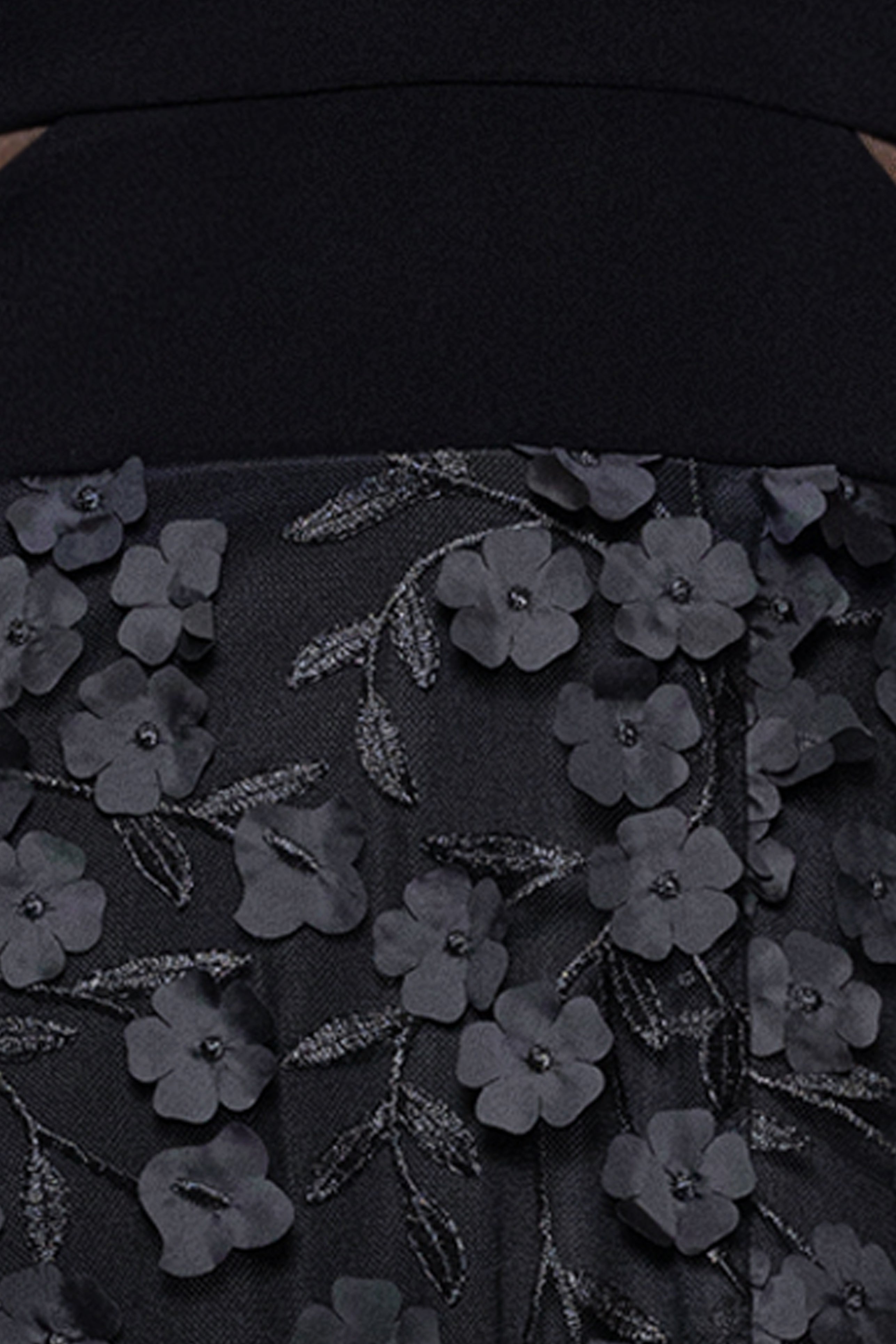 Petite "Iris" Jersey Knit V-Neck Raised Flower Long Dress