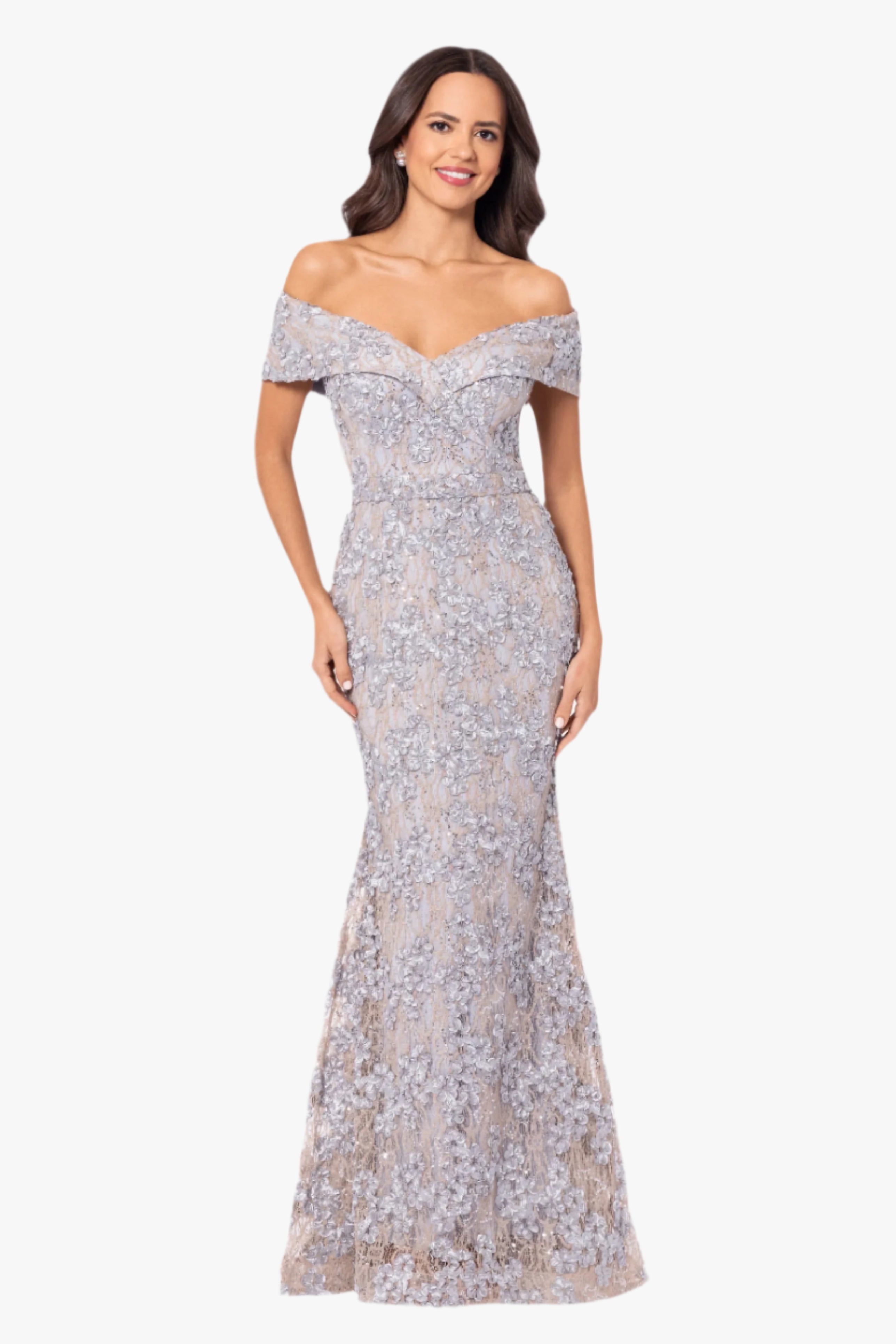 "Jill" Off The Shoulder Long Lace Dress