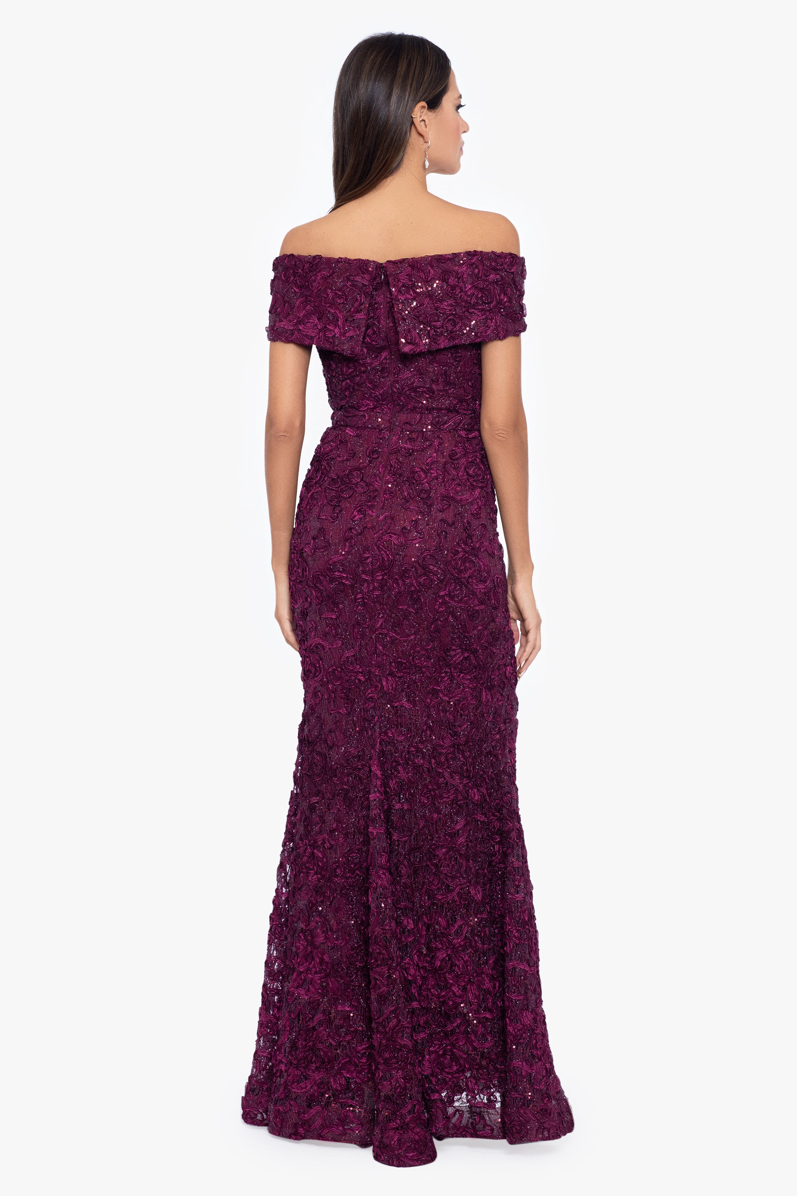 "Jill" Off The Shoulder Long Lace Dress