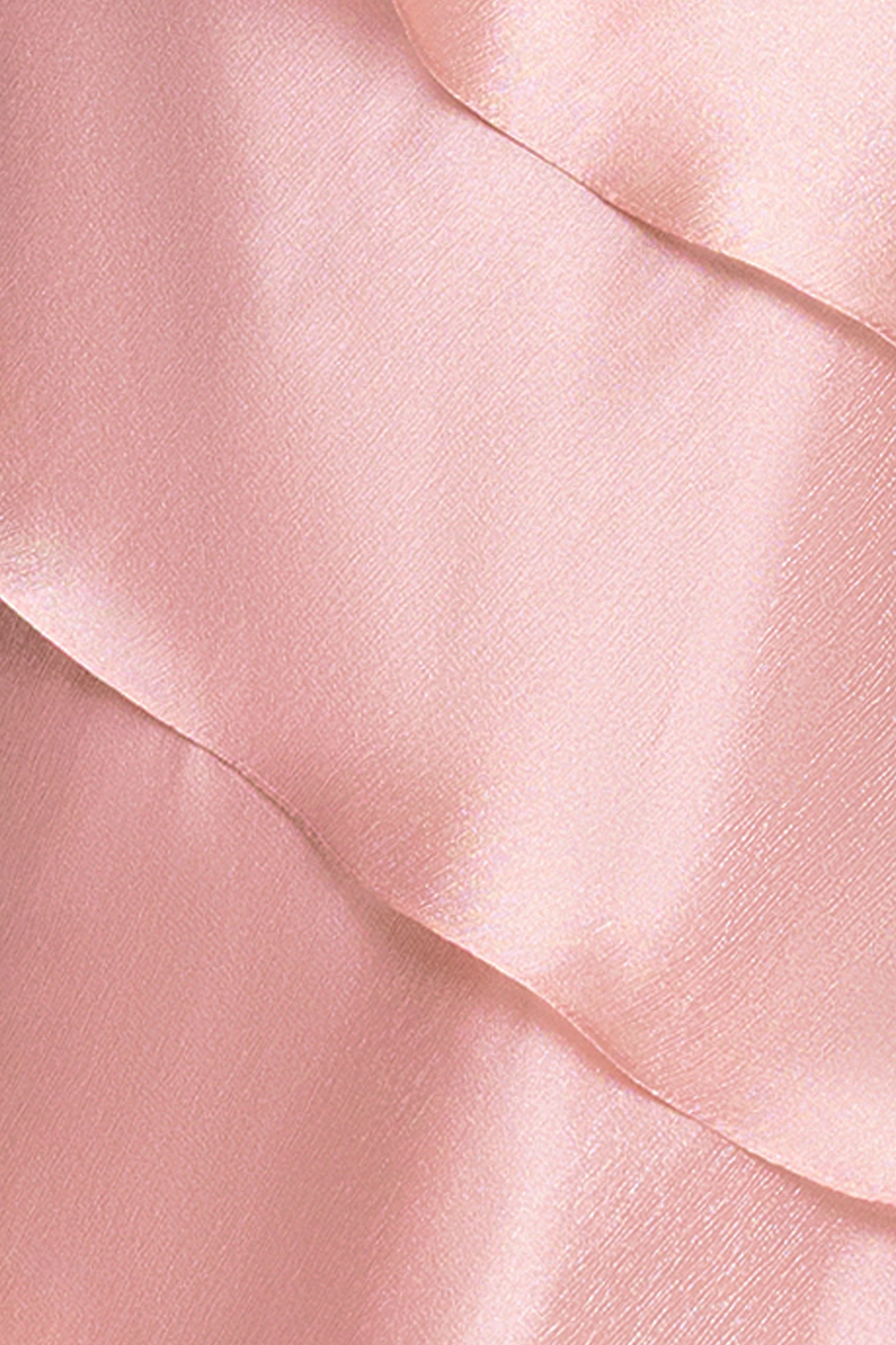 "Rosina" Long Metallic Organza Tiered One-Shoulder Dress