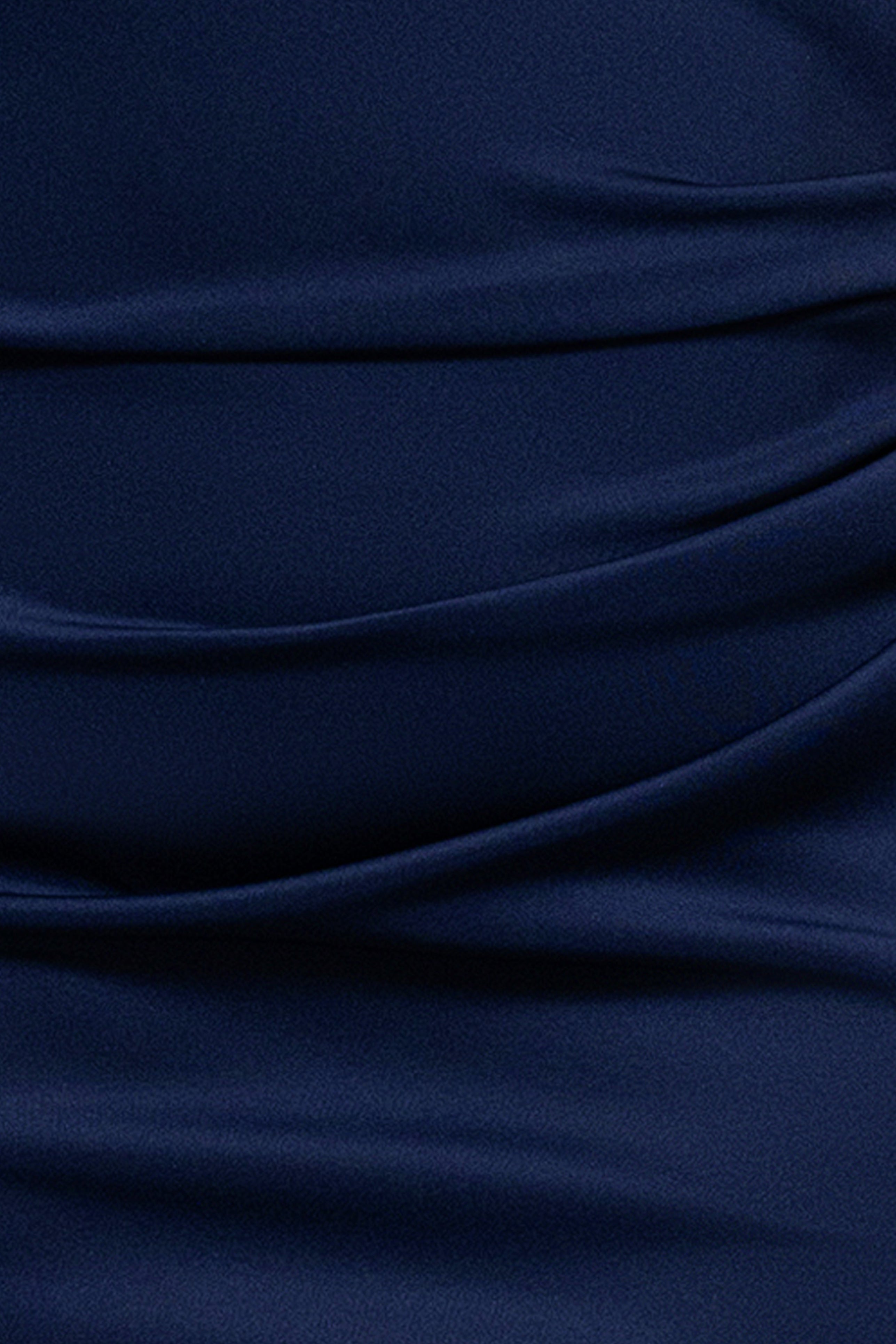 Petite "Lenore " Long Asymmetrical Neckline Techno Scuba Dress