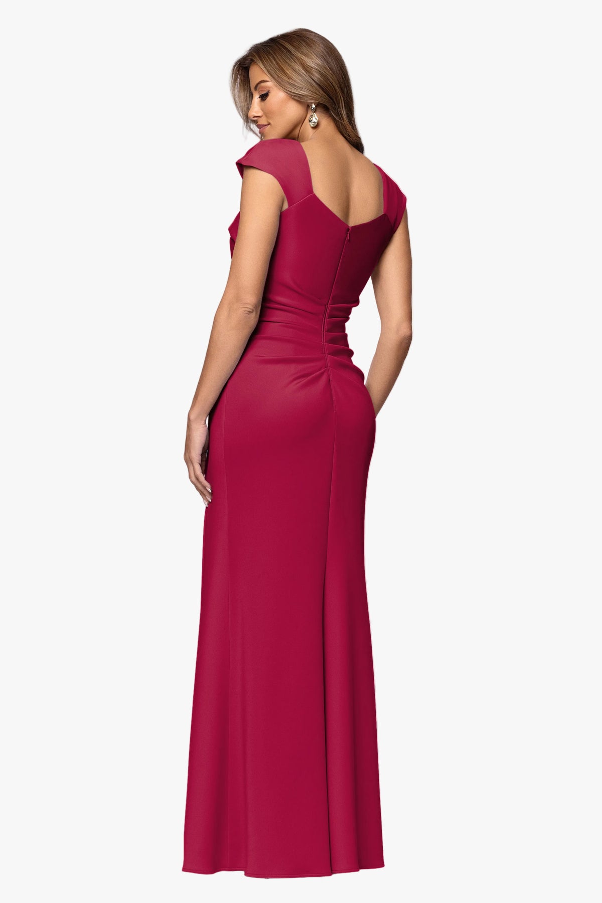 "Lenore" Techno Scuba Asymmetrical Neckline Dress