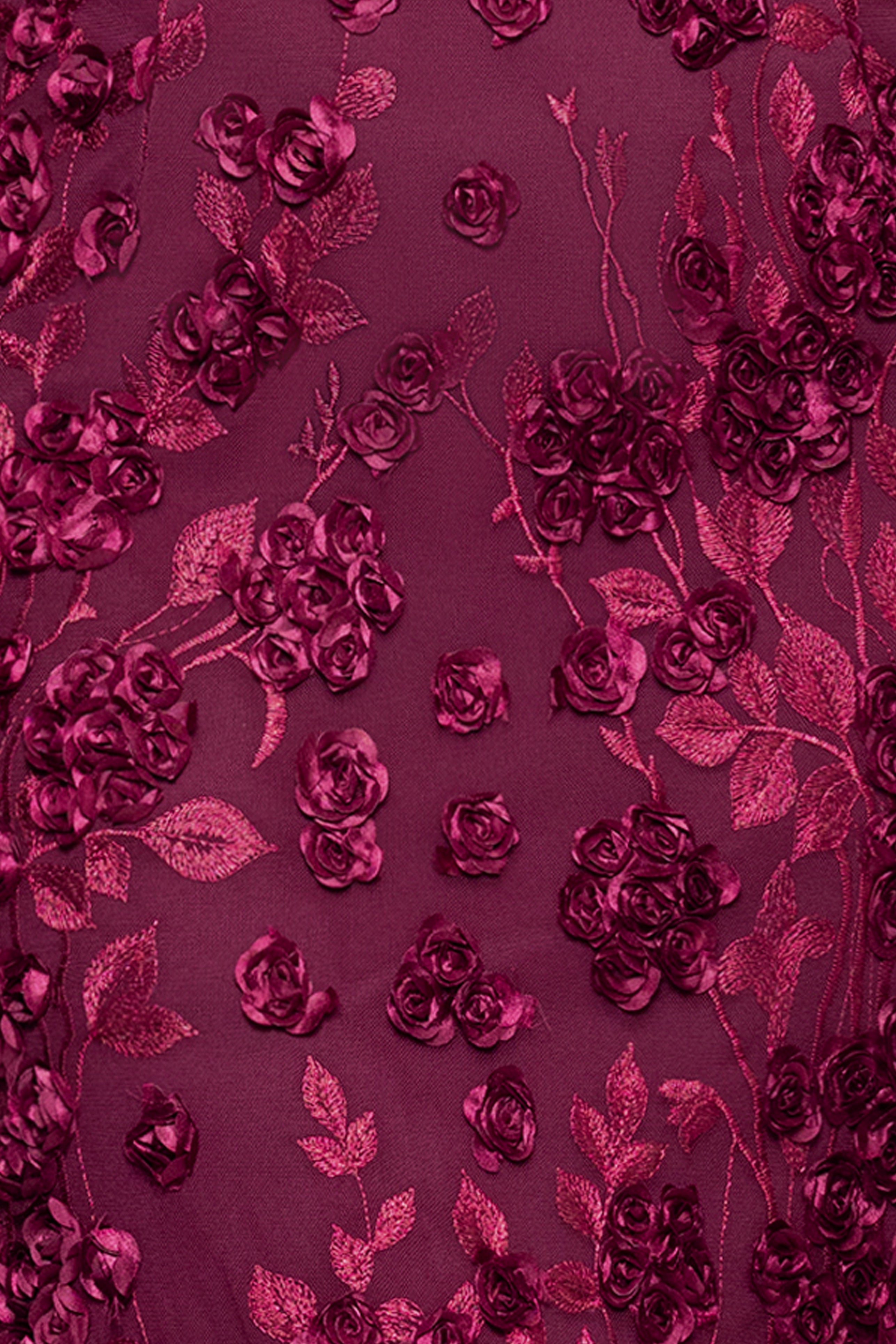 "Ruby" Raised Flowers Long Sleeve Dress