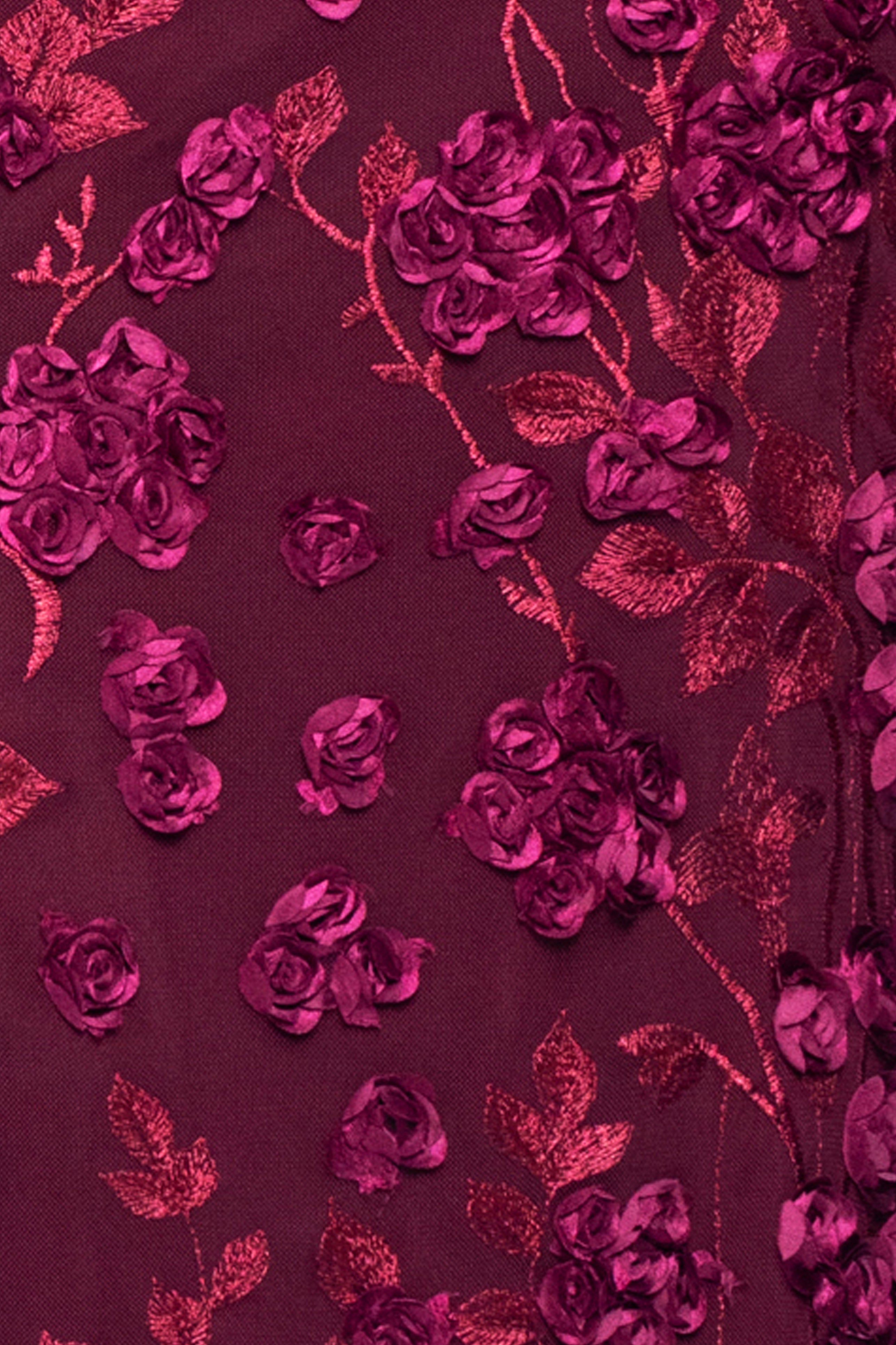 "Ruby" Raised Flowers Long Sleeve Dress