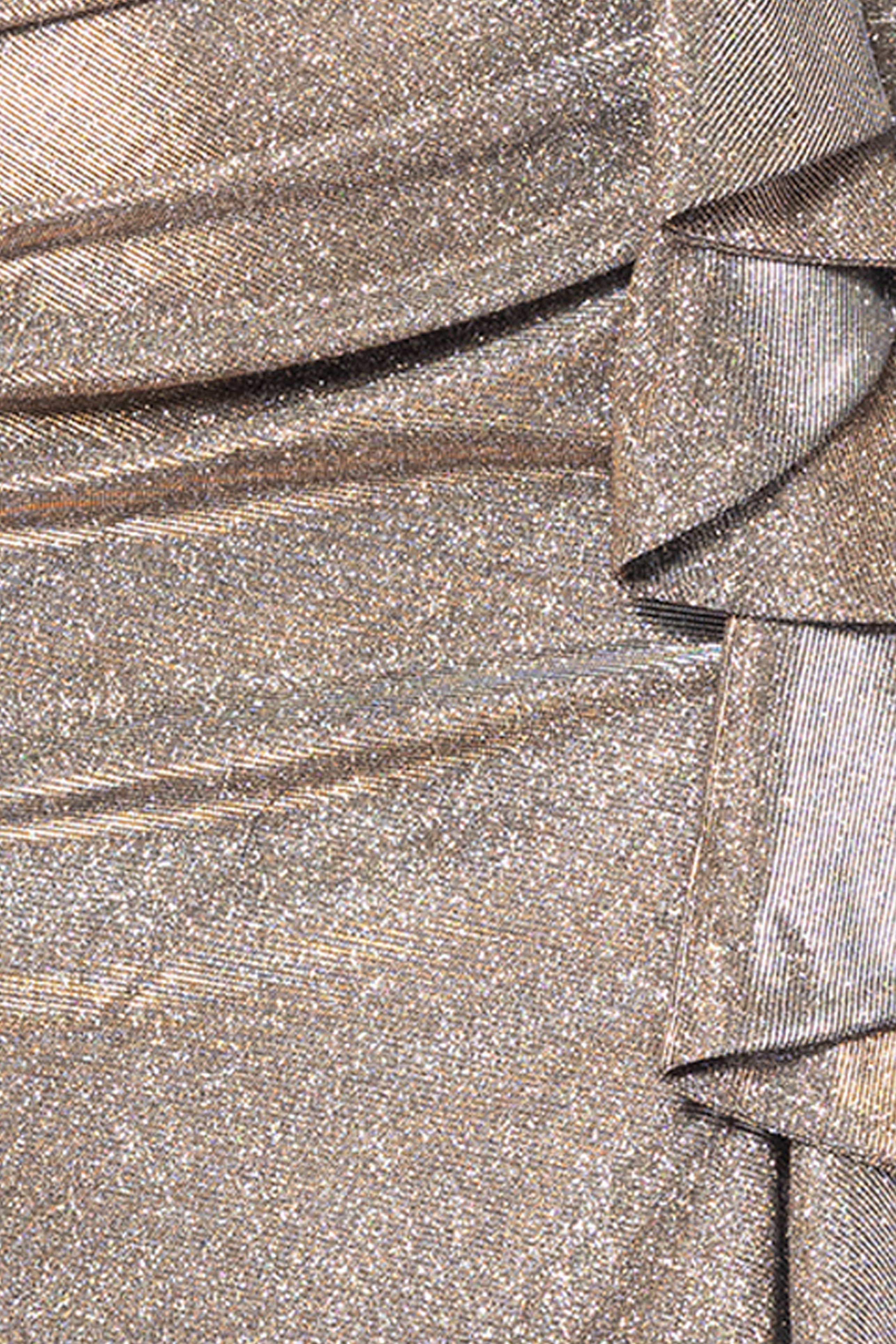 "Raveena" Long Foil Knit Off the Shoulder Floor Length Ruffle Dress