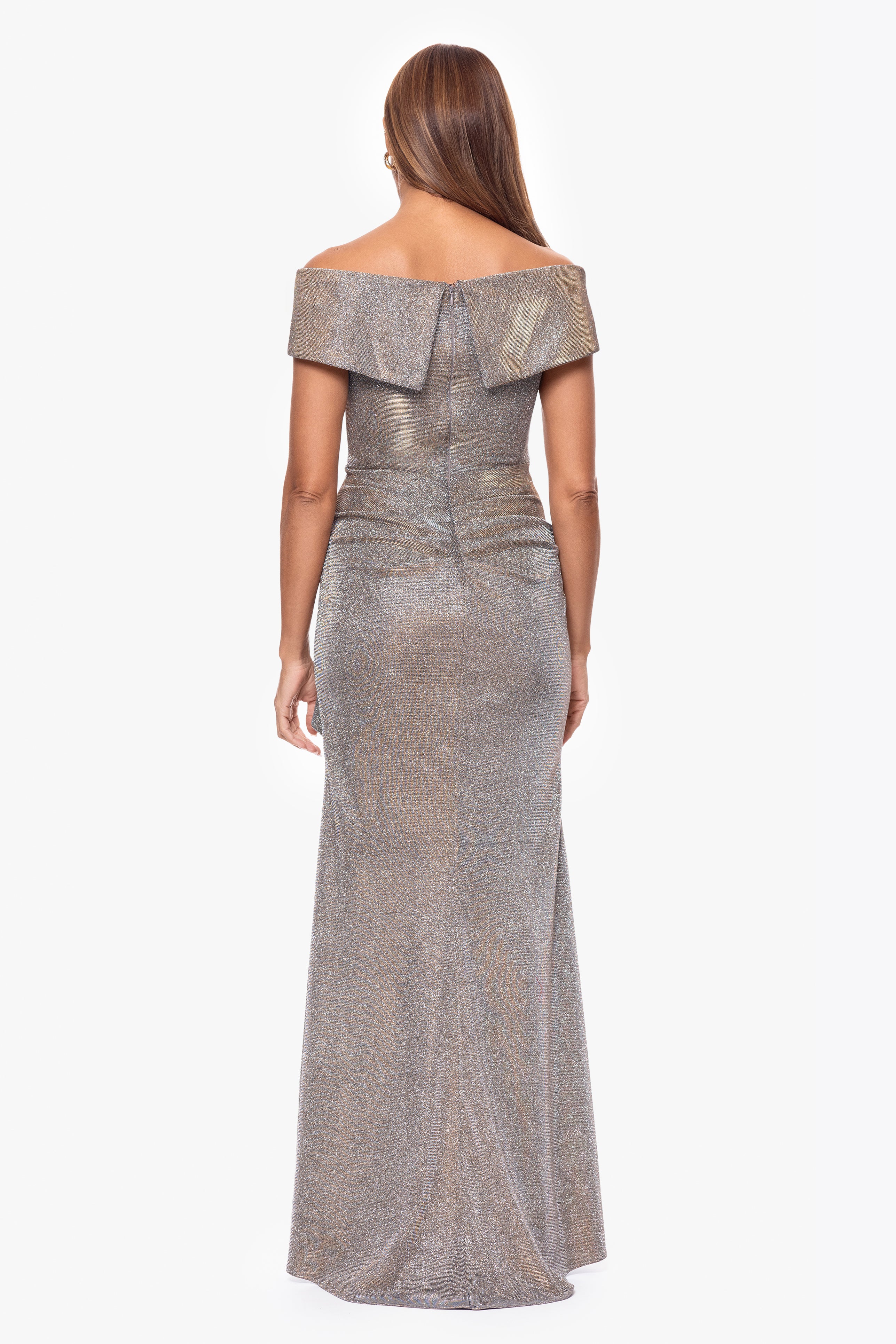 "Raveena" Foil Knit Ruffle Dress