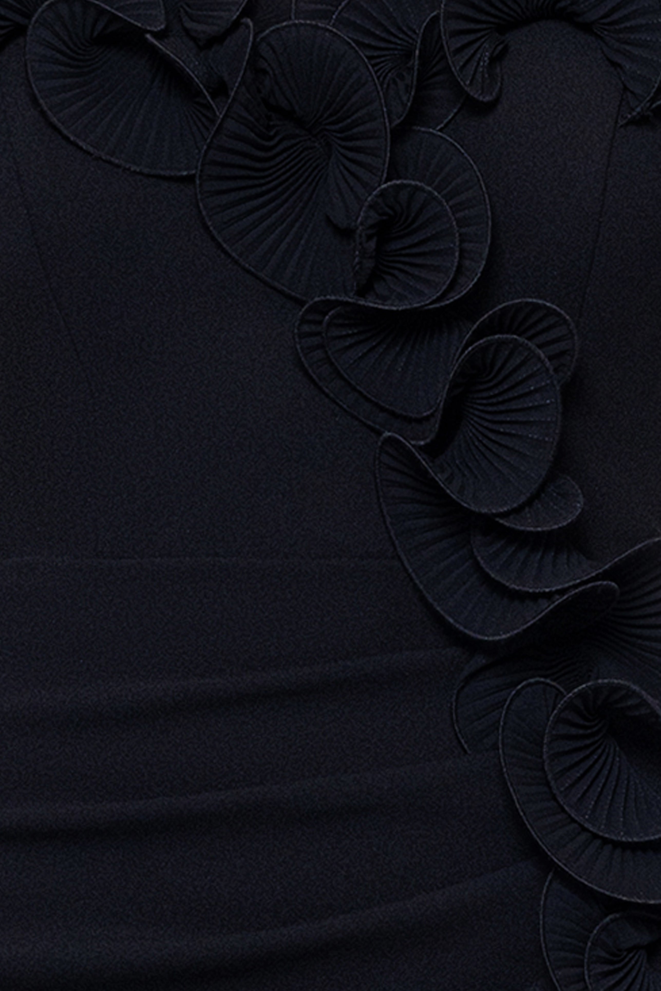 Petite "Kimberly" Scuba Crepe Chiffon Ruffle Strapless Floor Length Dress