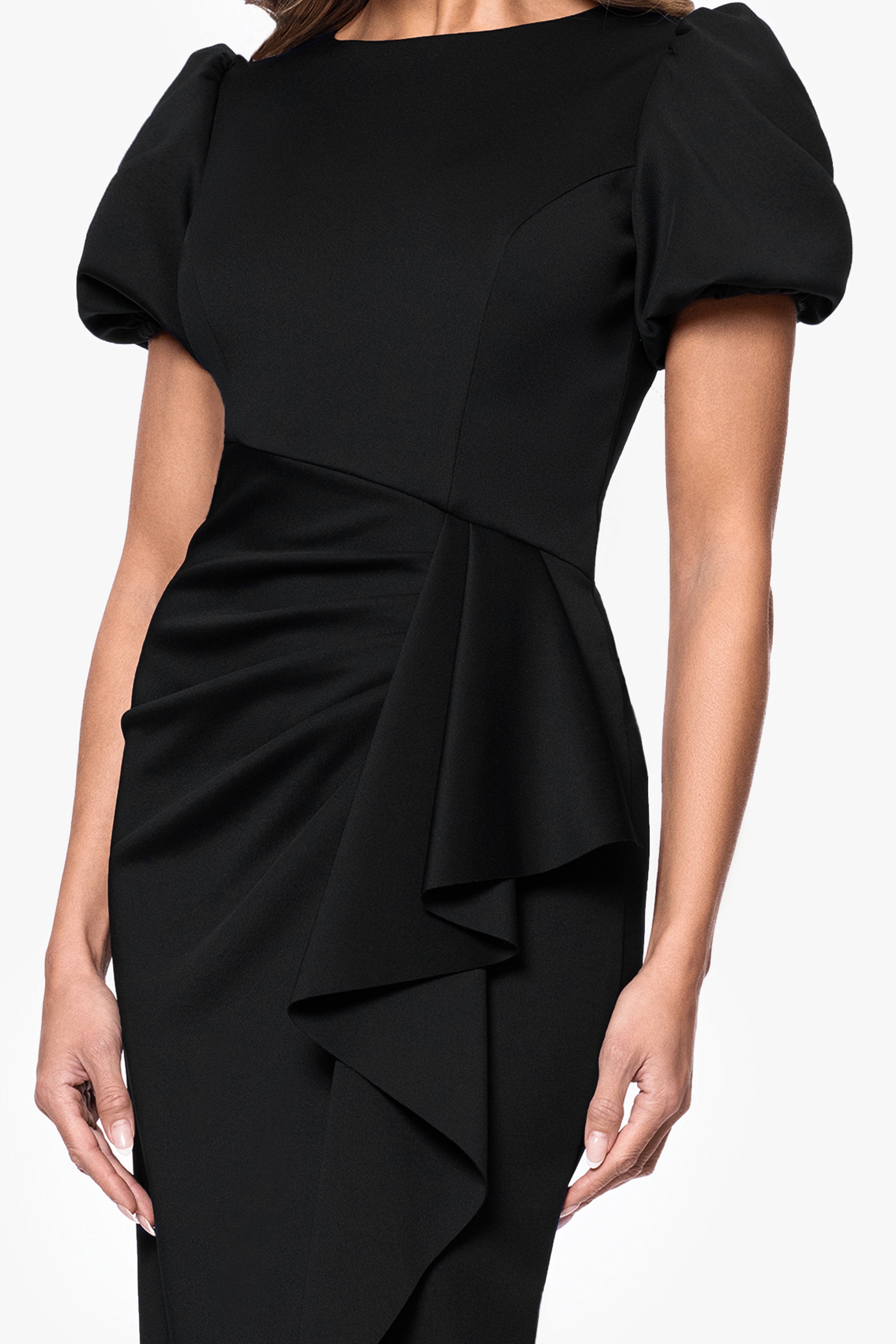 "Marleen" Techno Scuba Bubble Sleeve Knee Length Dress