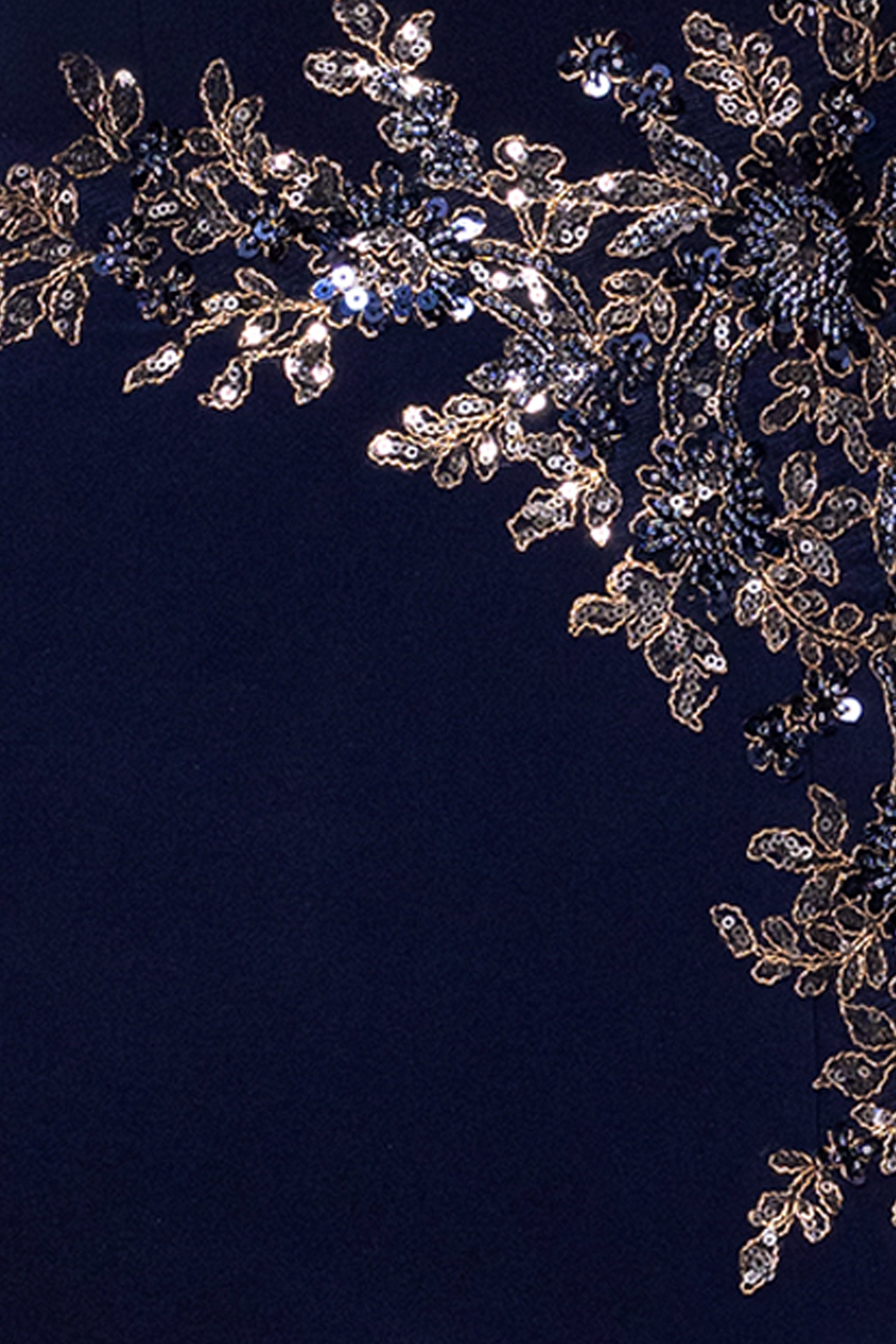 Petite "Teresa" Jersey Knit One Shoulder Applique Floor Length Dress