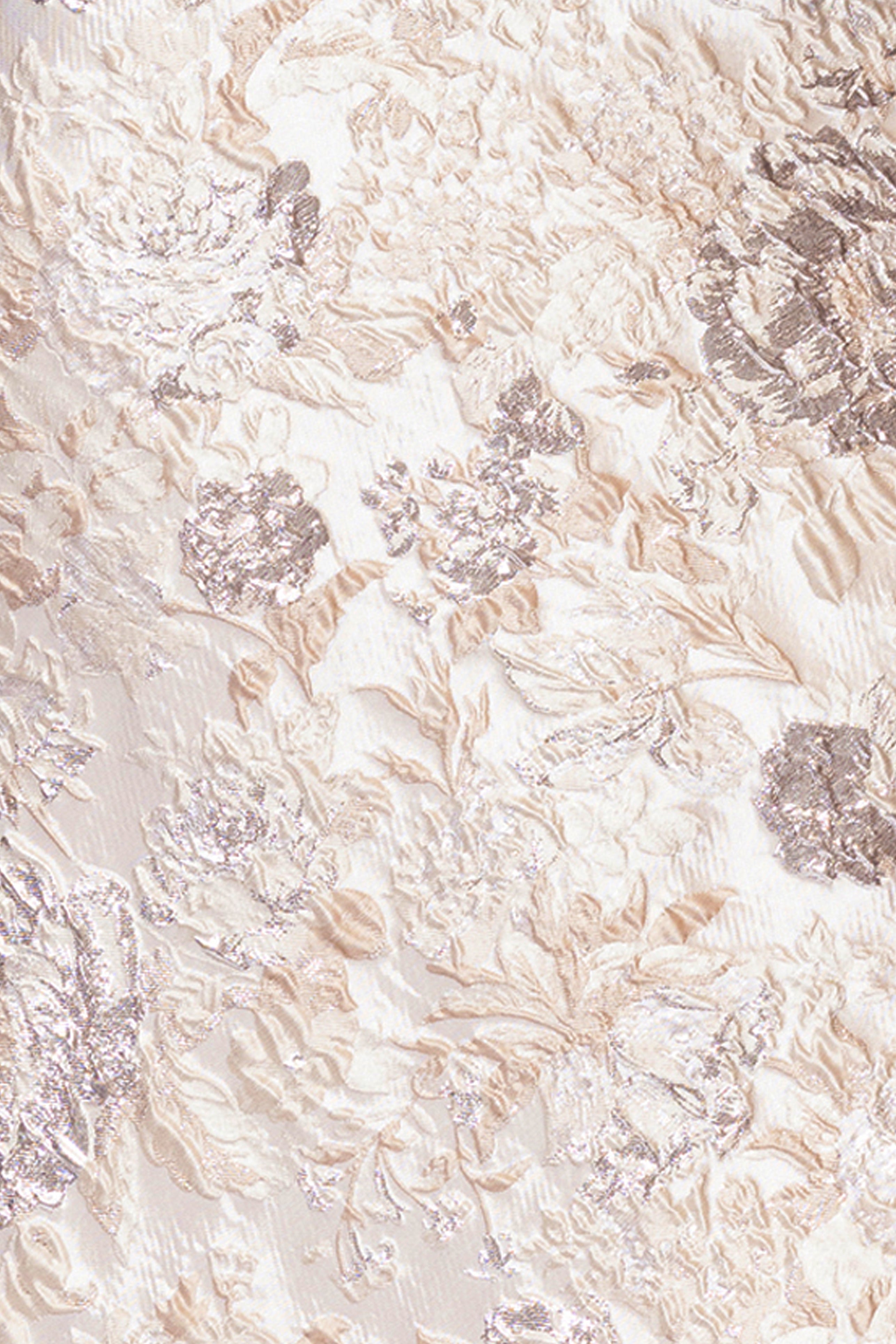 "Pamela" Jacquard One Shoulder Ruffle Floor Length Dress