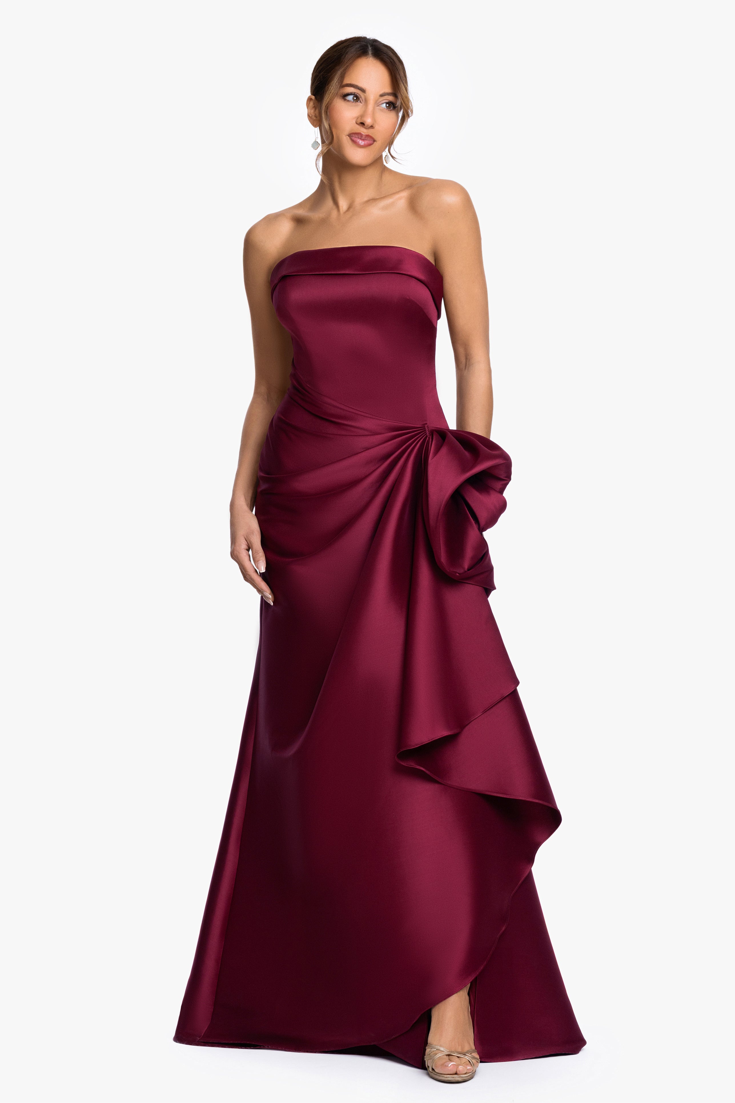 "Diana" Mikado Strapless Rouched Dress