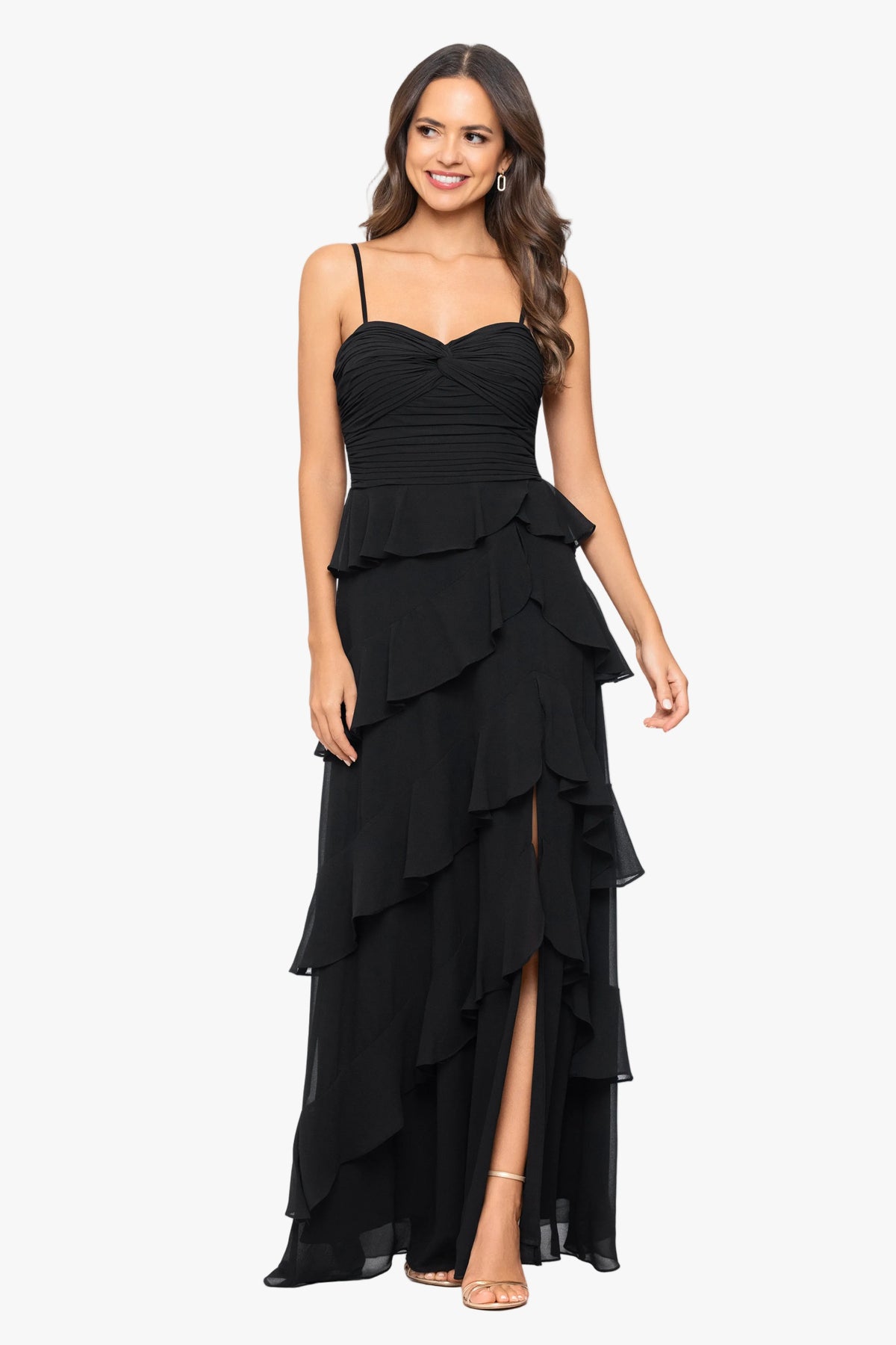Petite "Penny" Chiffon Tiered Ruffle Dress