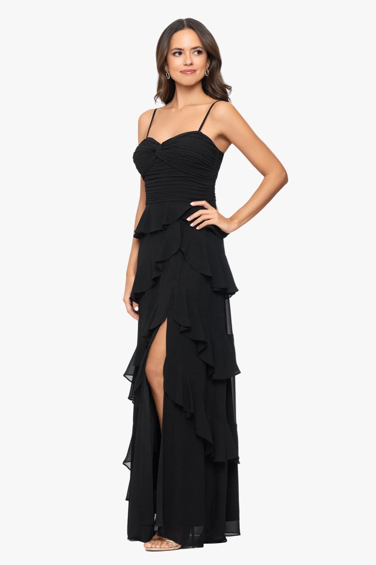 Petite "Penny" Chiffon Tiered Ruffle Dress