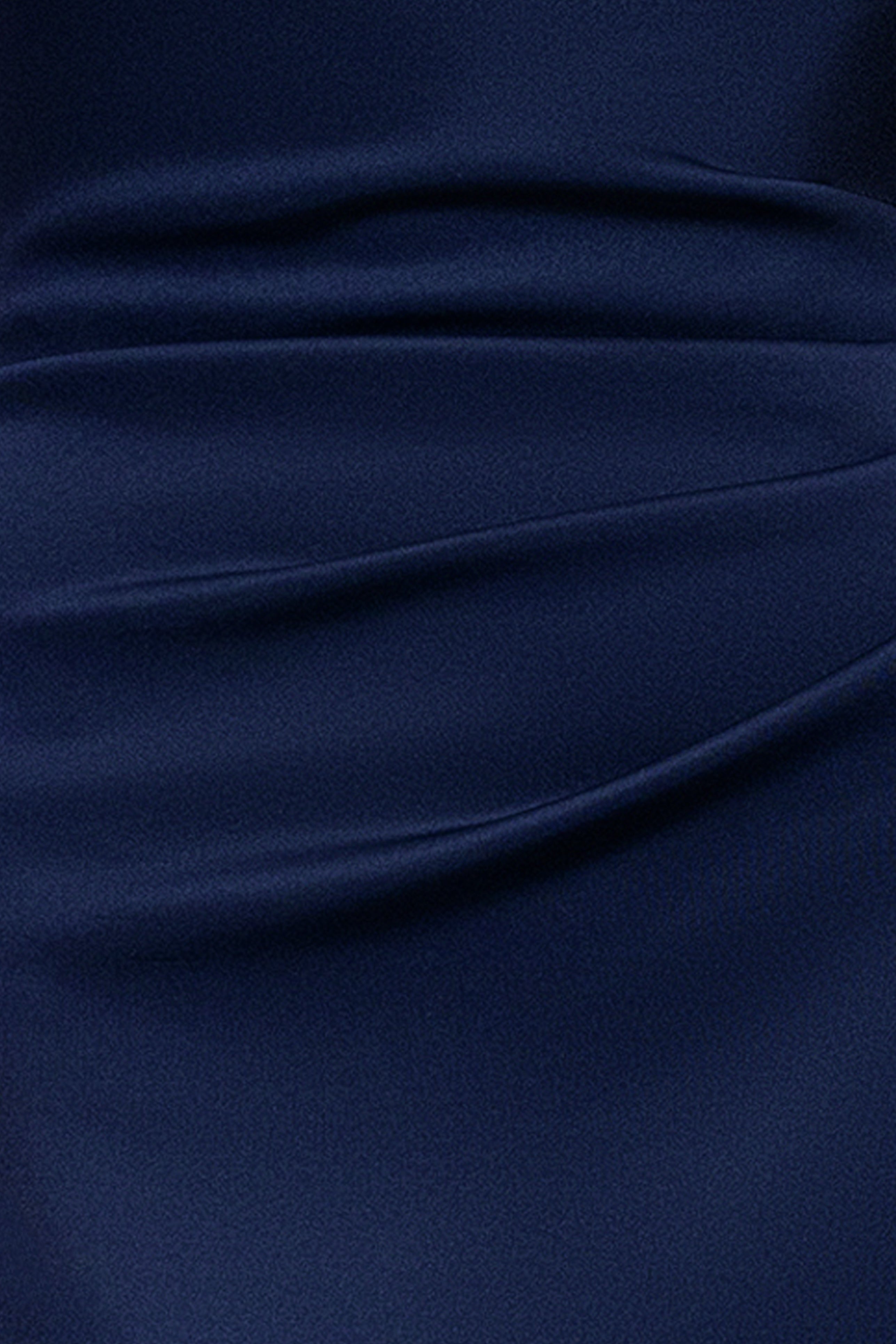 "Gigi" Techno Scuba Cross Neck Ruffle Floor Length Dress