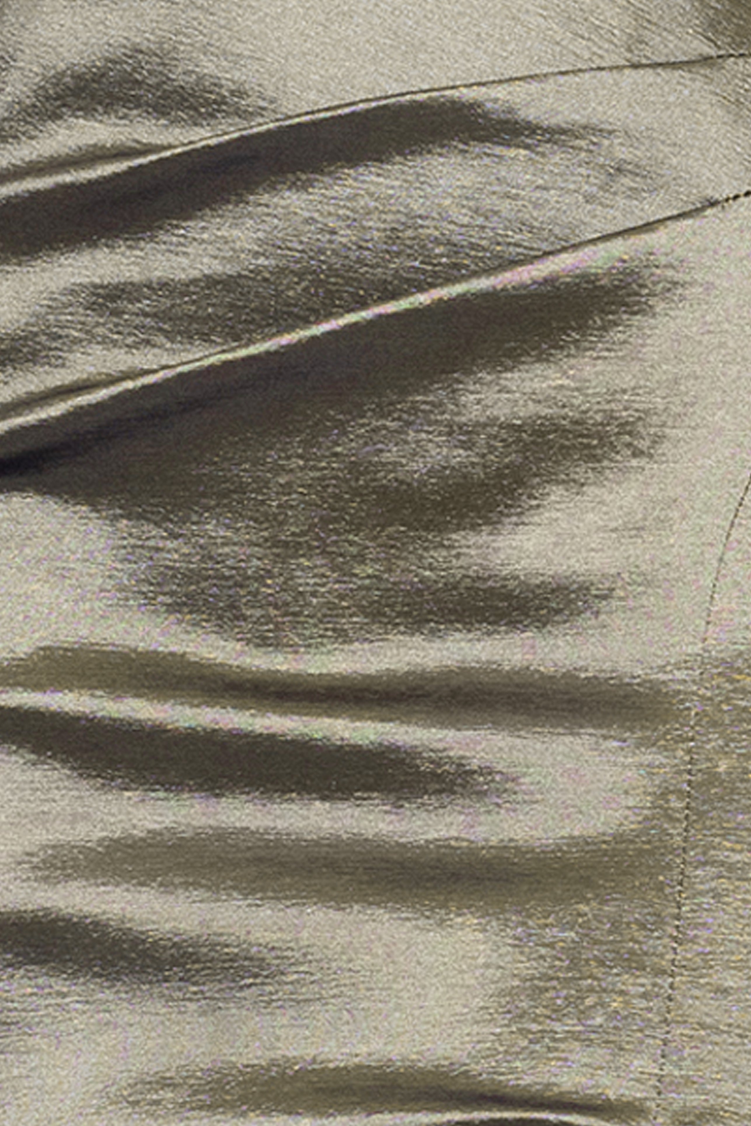 Petite "Paulina" Taffeta Short Sleeve Asymmetric Neckline Floor Length Dress