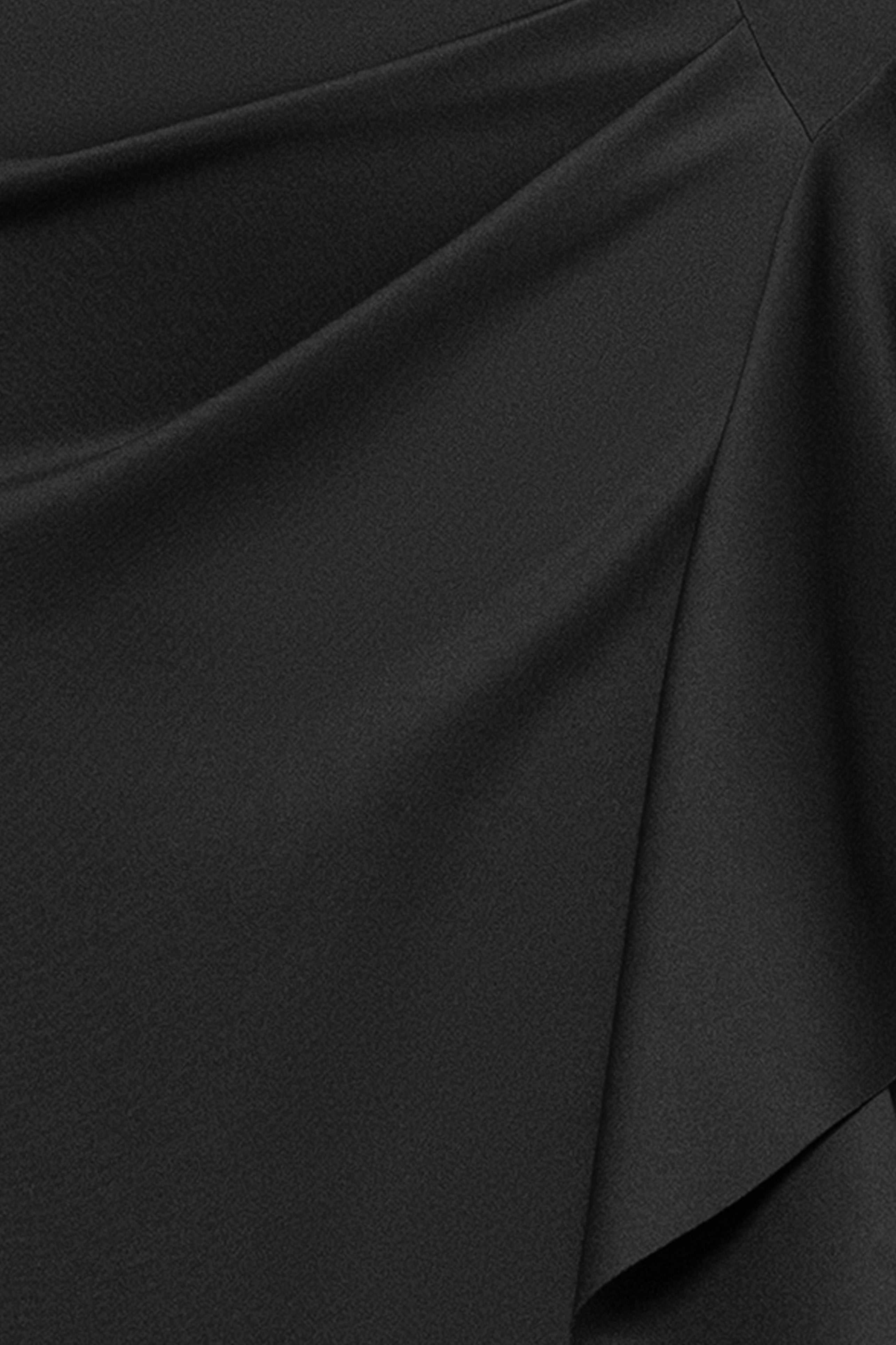 Plus "Amber" Techno Scuba 3/4 Sleeve V-Neck Ruffle Floor Length Dress