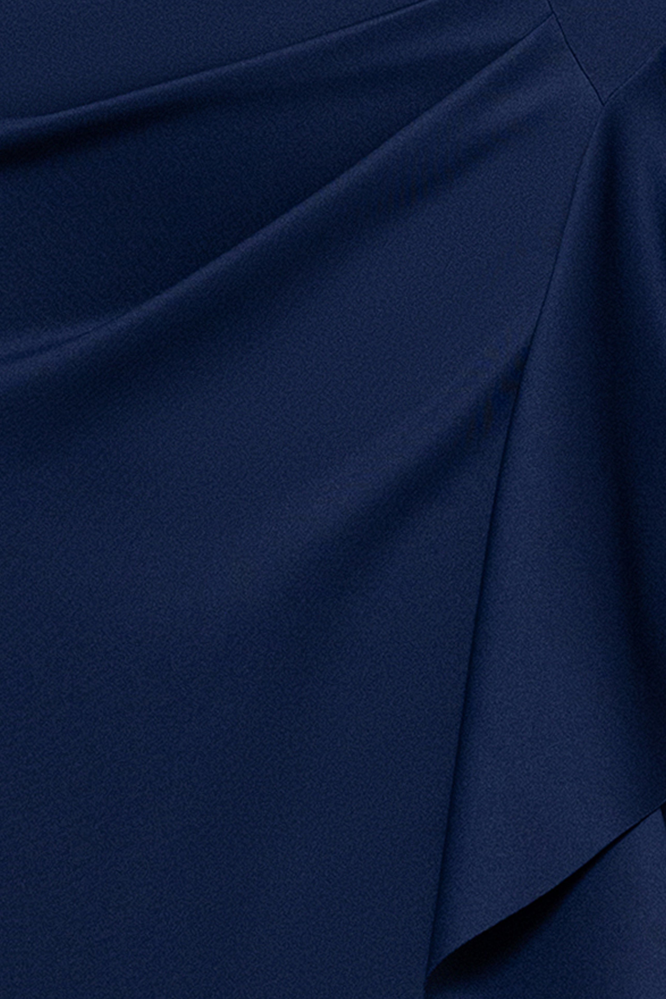 Plus "Amber" Techno Scuba 3/4 Sleeve V-Neck Ruffle Floor Length Dress