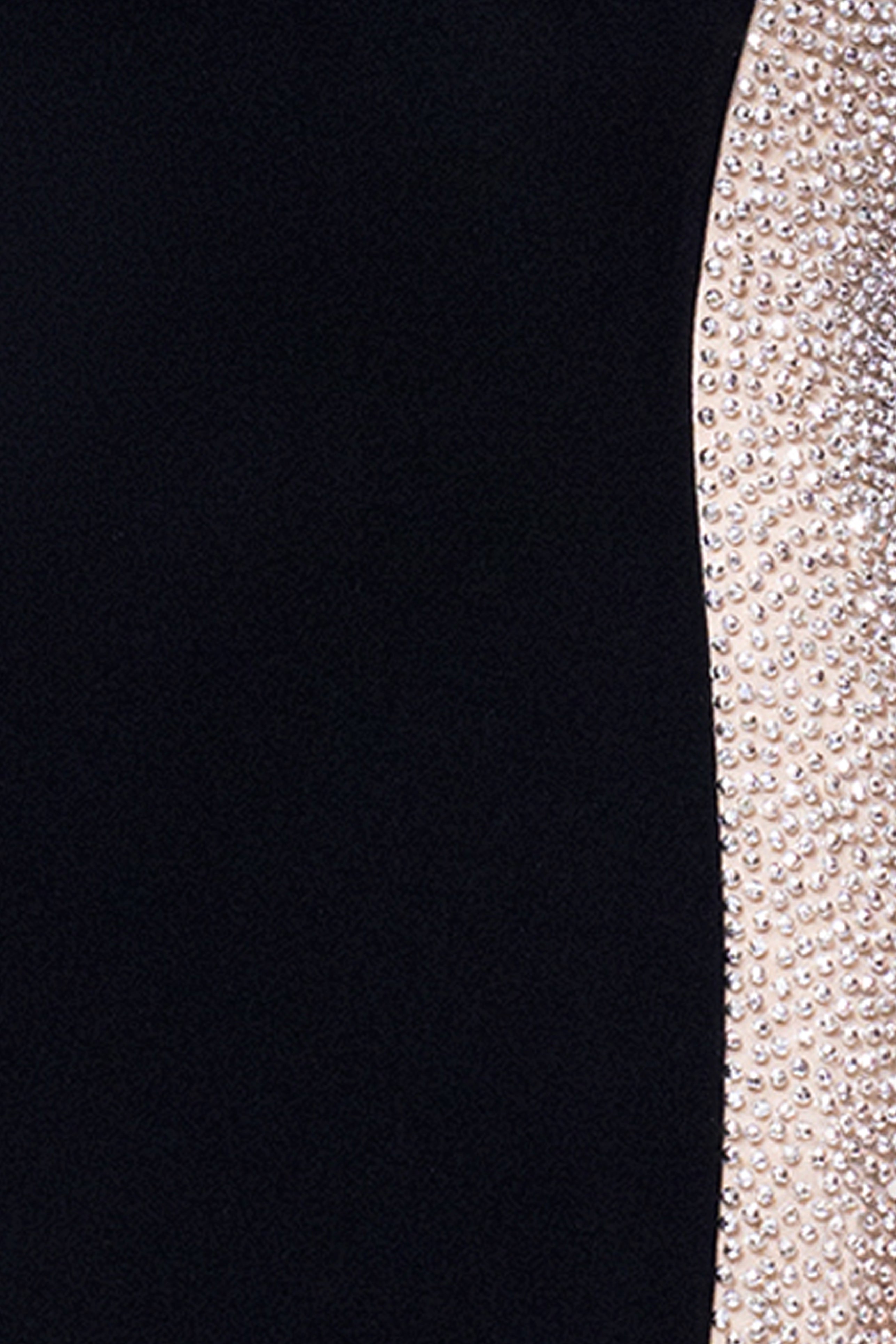 "Johanna" Caviar Beaded Jersey Knit Off the Shoulder Floor Length Dress