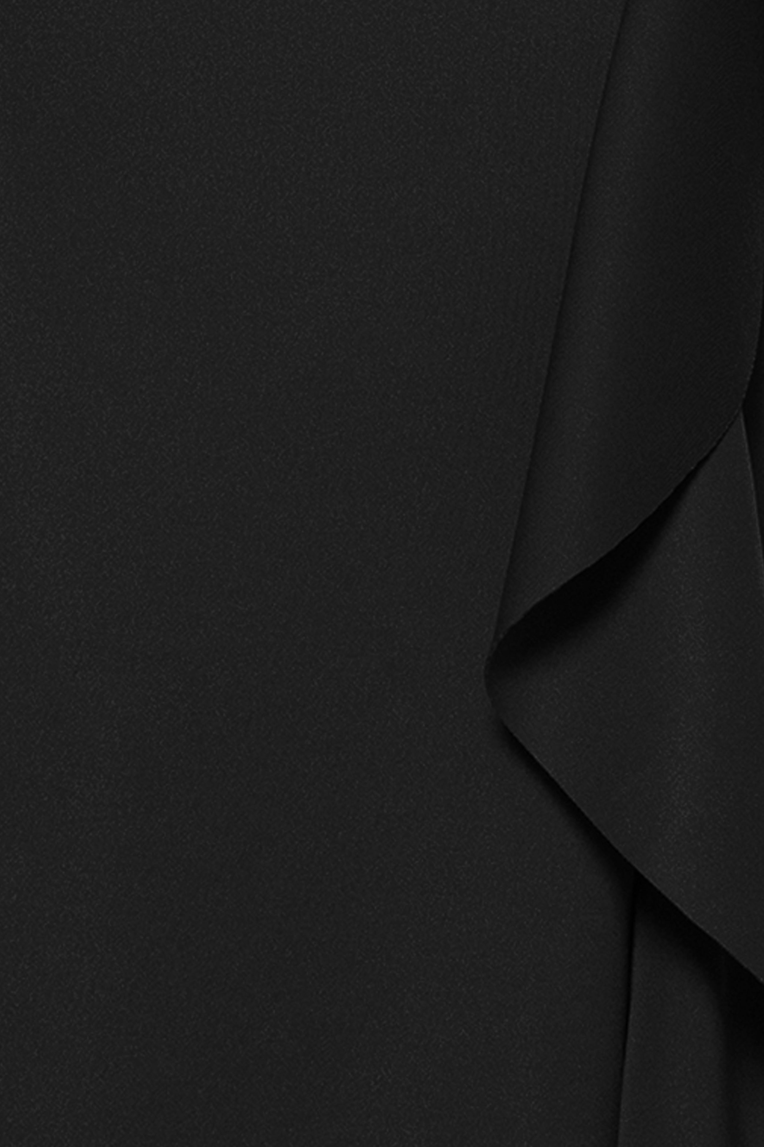 Petite "Jacqueline" Techno Scuba Strapless Ruffle Floor Length Dress