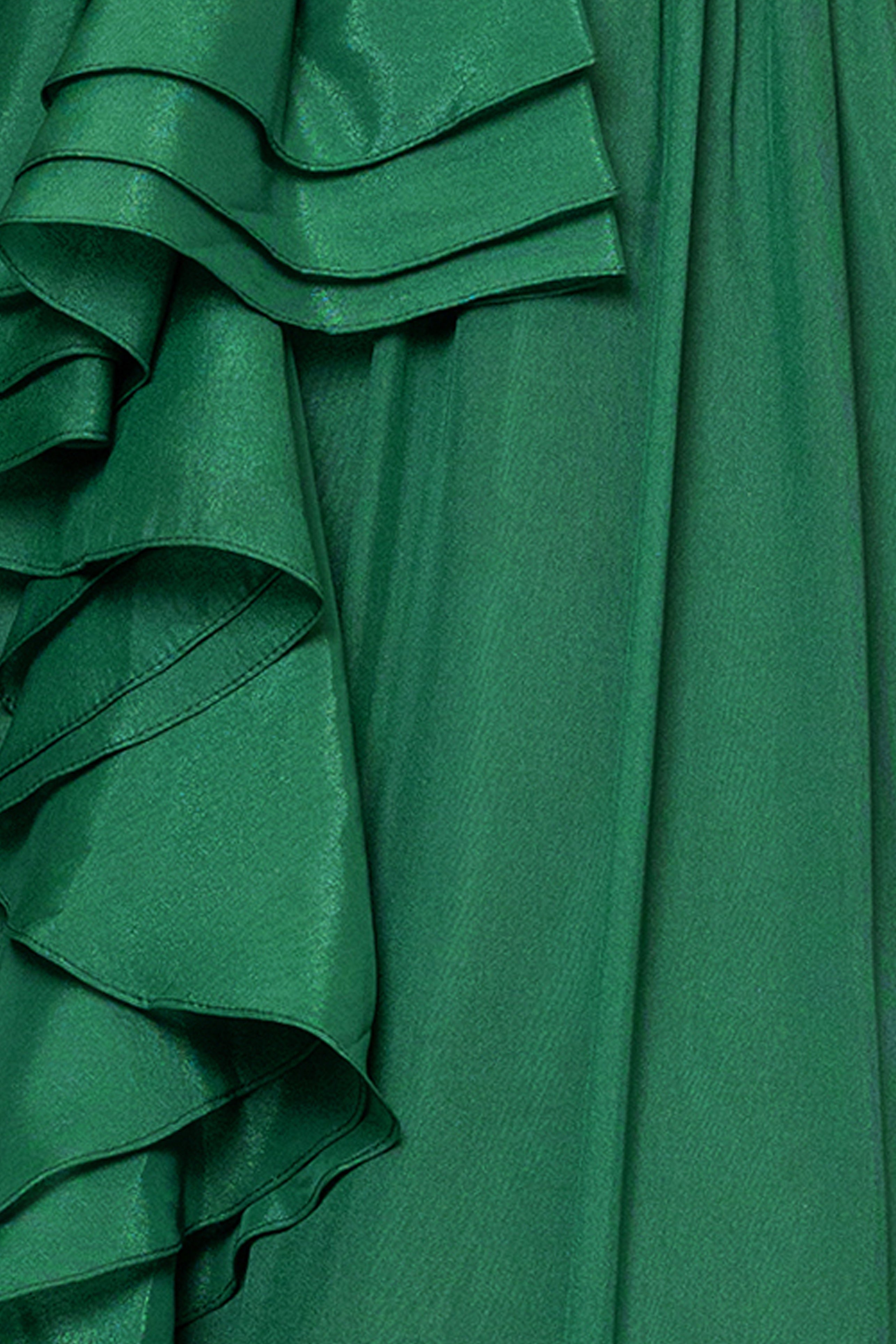 "Payton" Organza Ruffle V-Neck Floor Length Dress