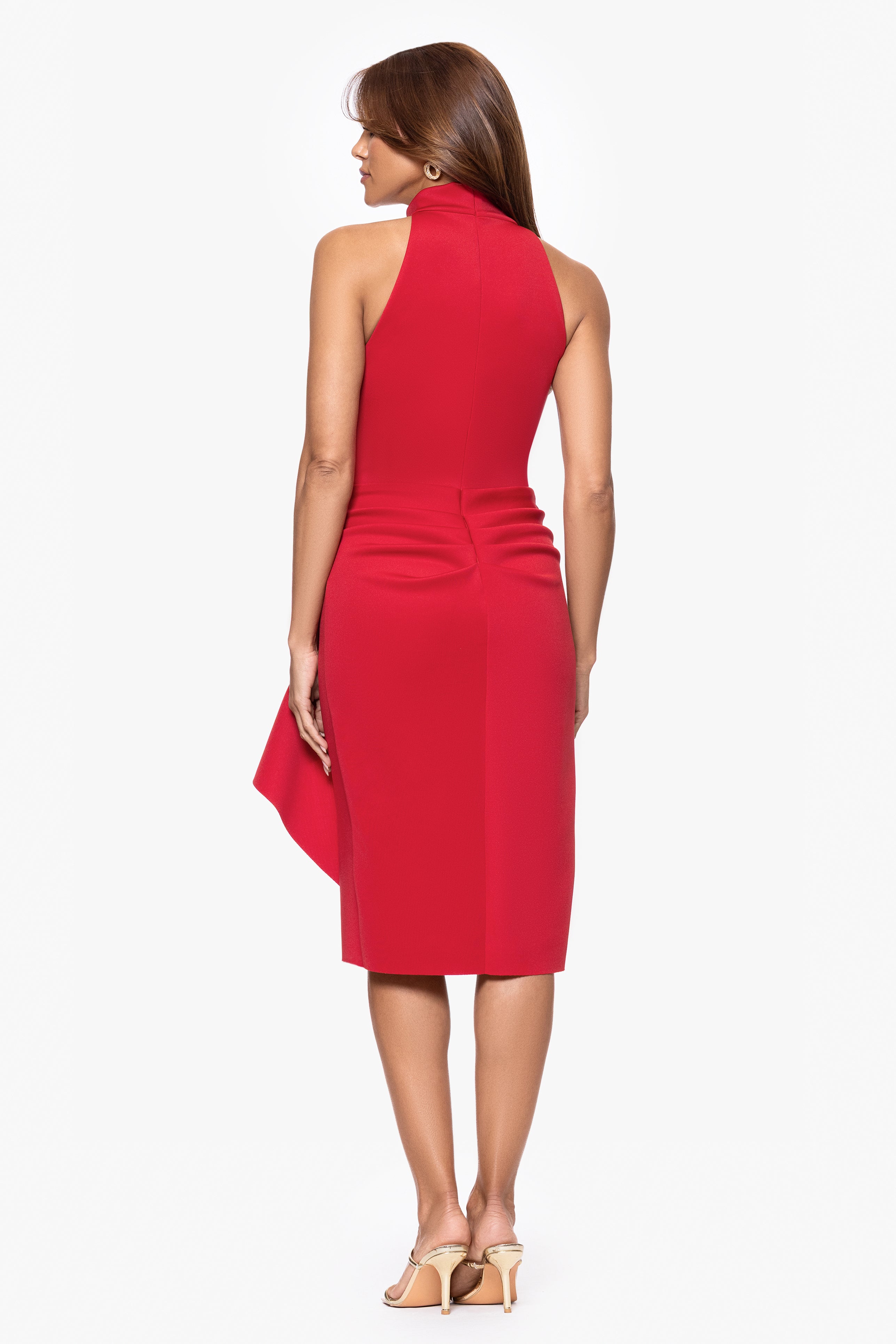 "Sophie" Techno Scuba Ruffle Knee Length Dress