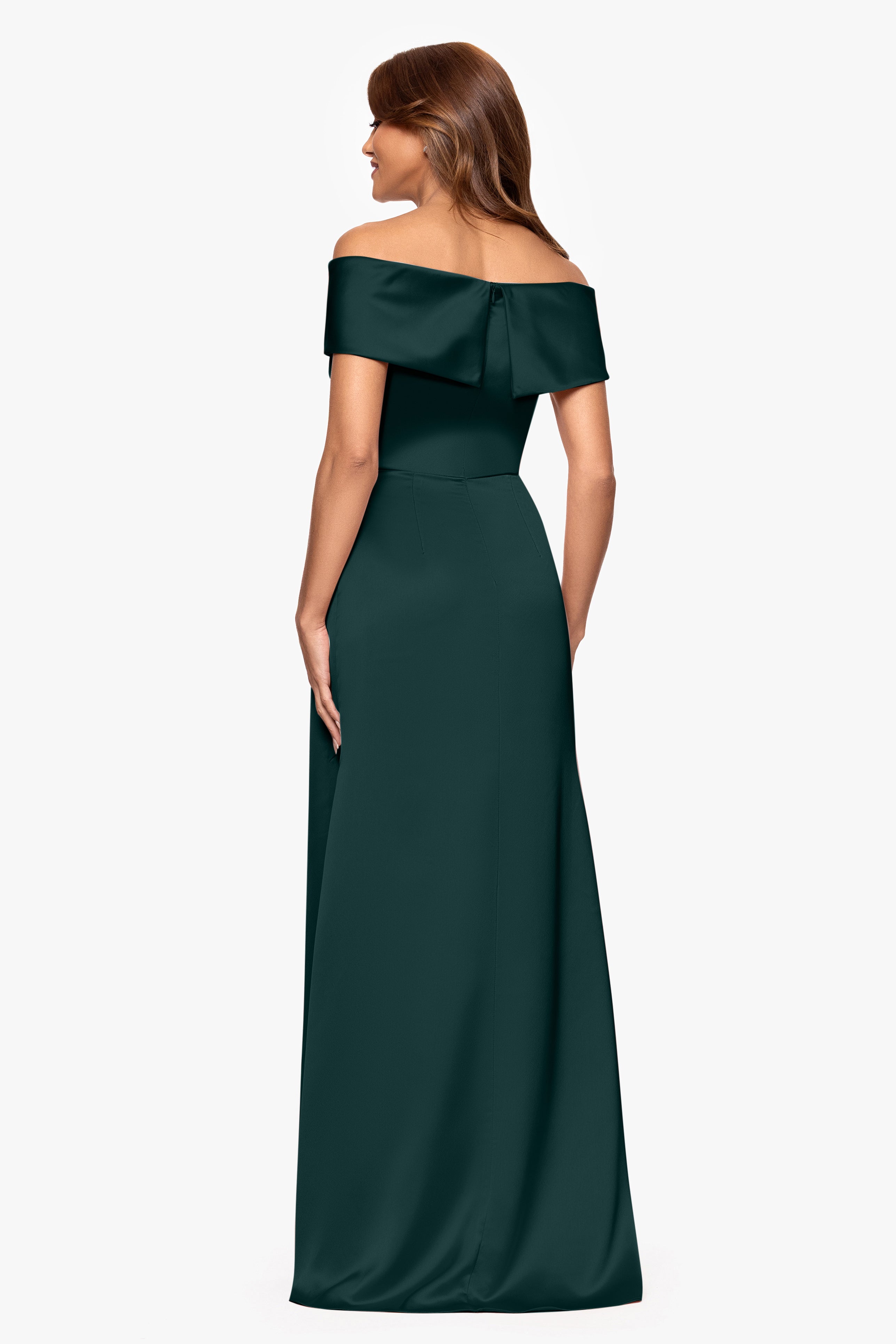 "Daliah" Satin Off the Shoulder Floor Length Dress