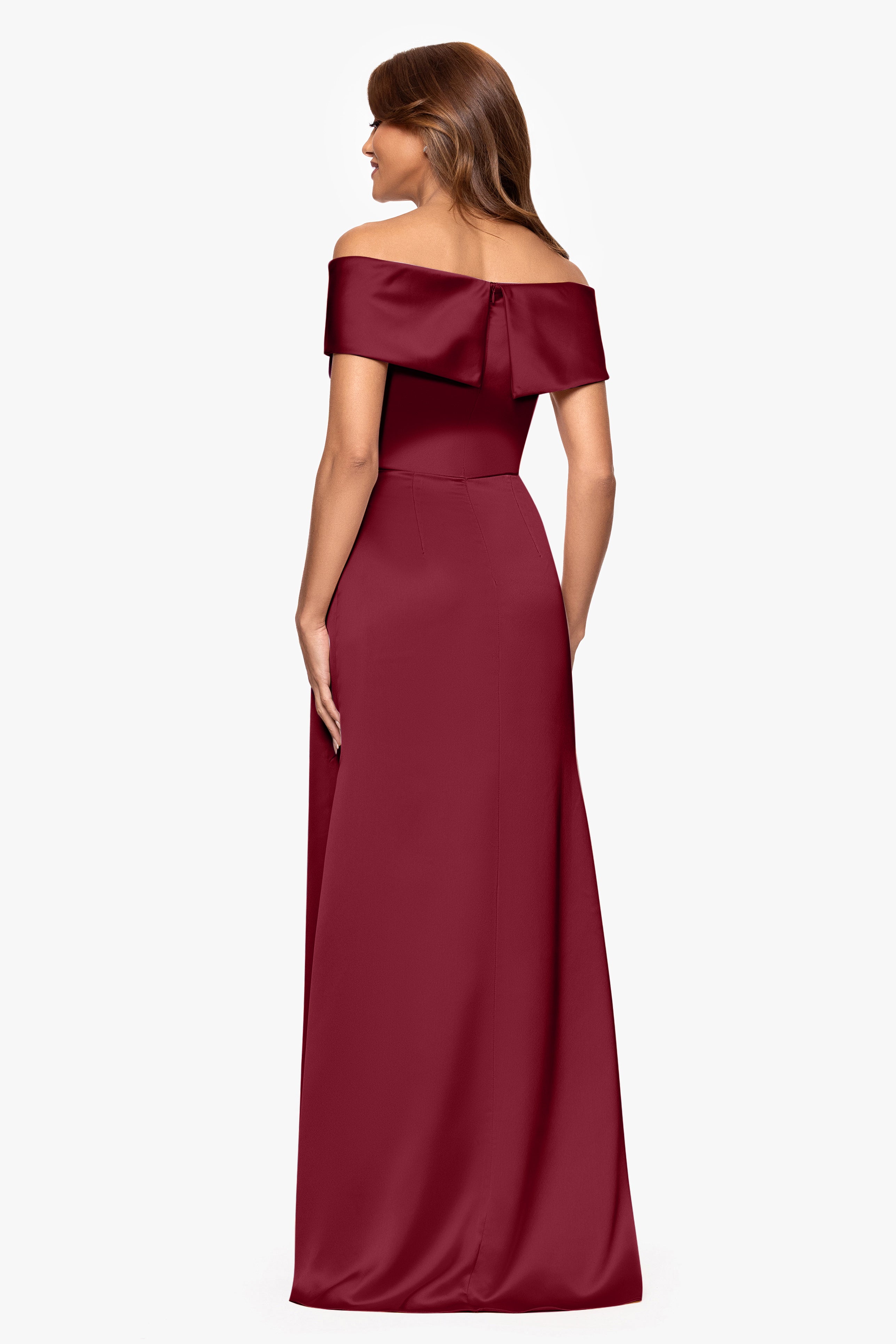 "Daliah" Satin Off the Shoulder Floor Length Dress