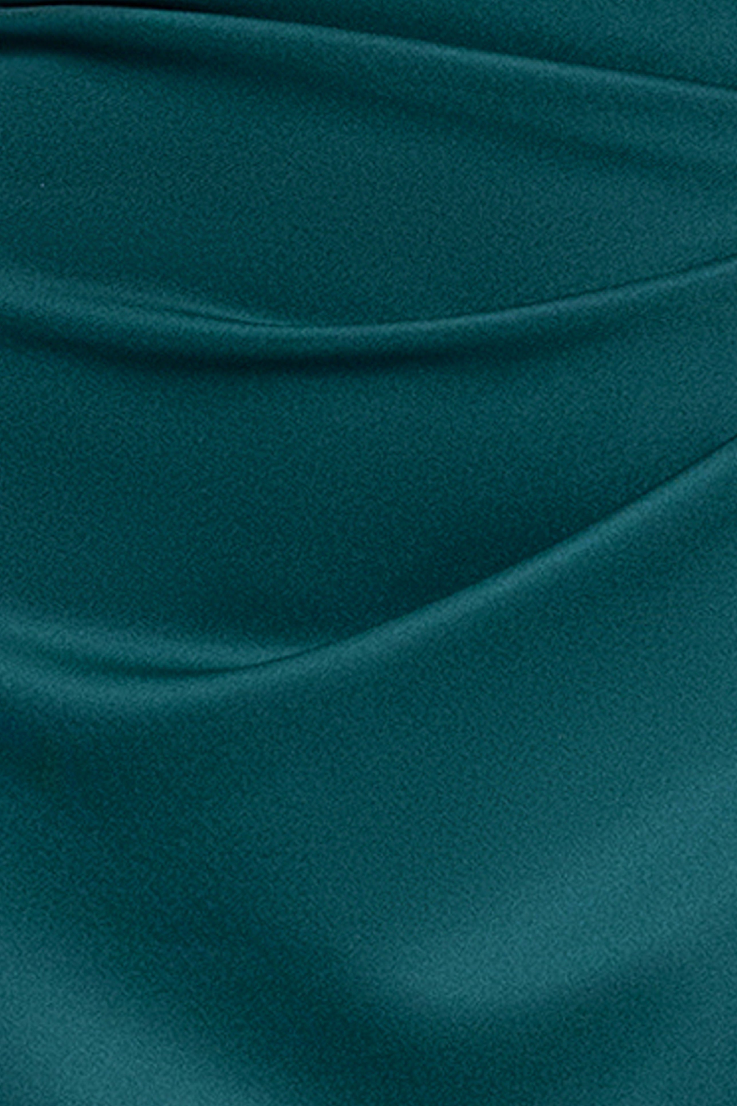 Petite "Pearl" Techno Scuba Off the Shoulder Ruffle Floor Length Dress