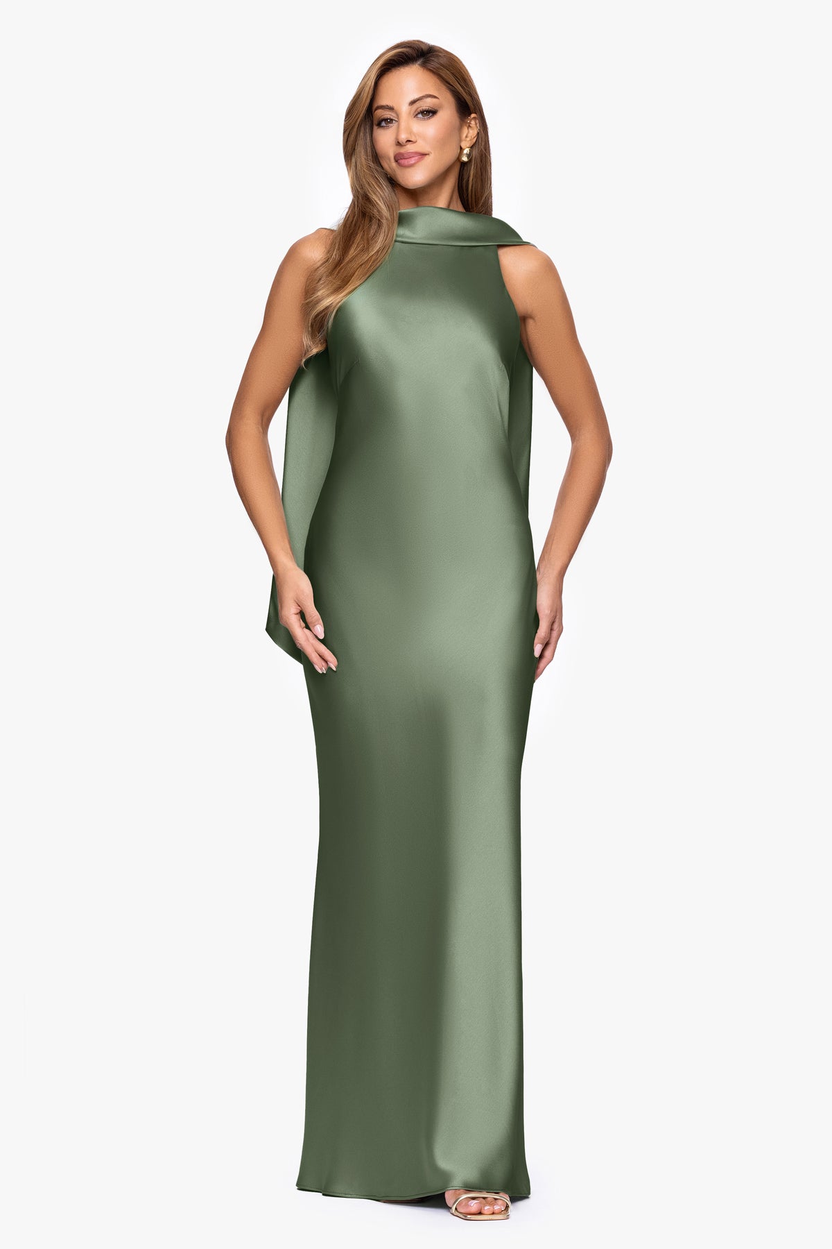 "Mackenzie" Satin Back Sash Dress