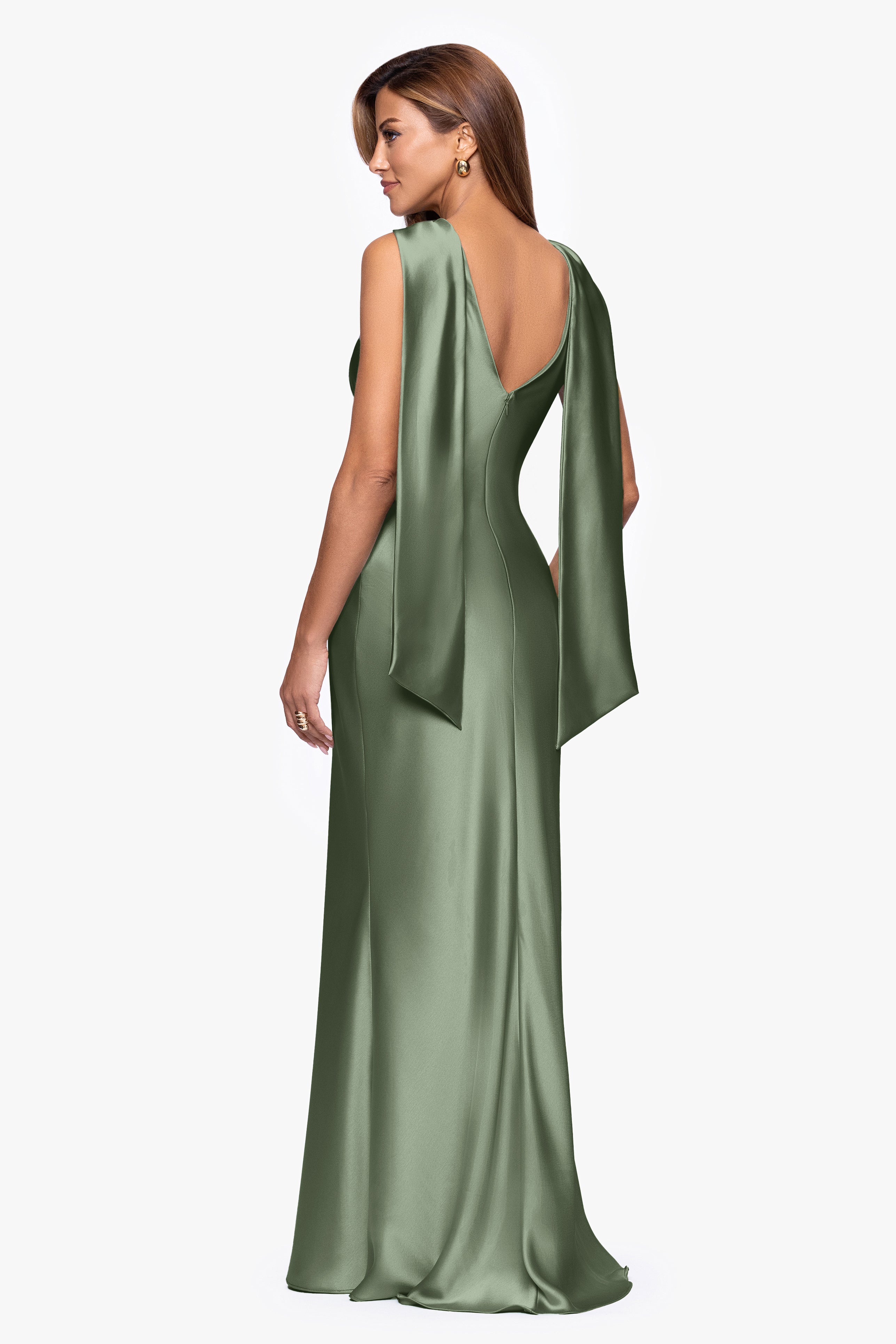 "Mackenzie" Satin Back Sash Dress