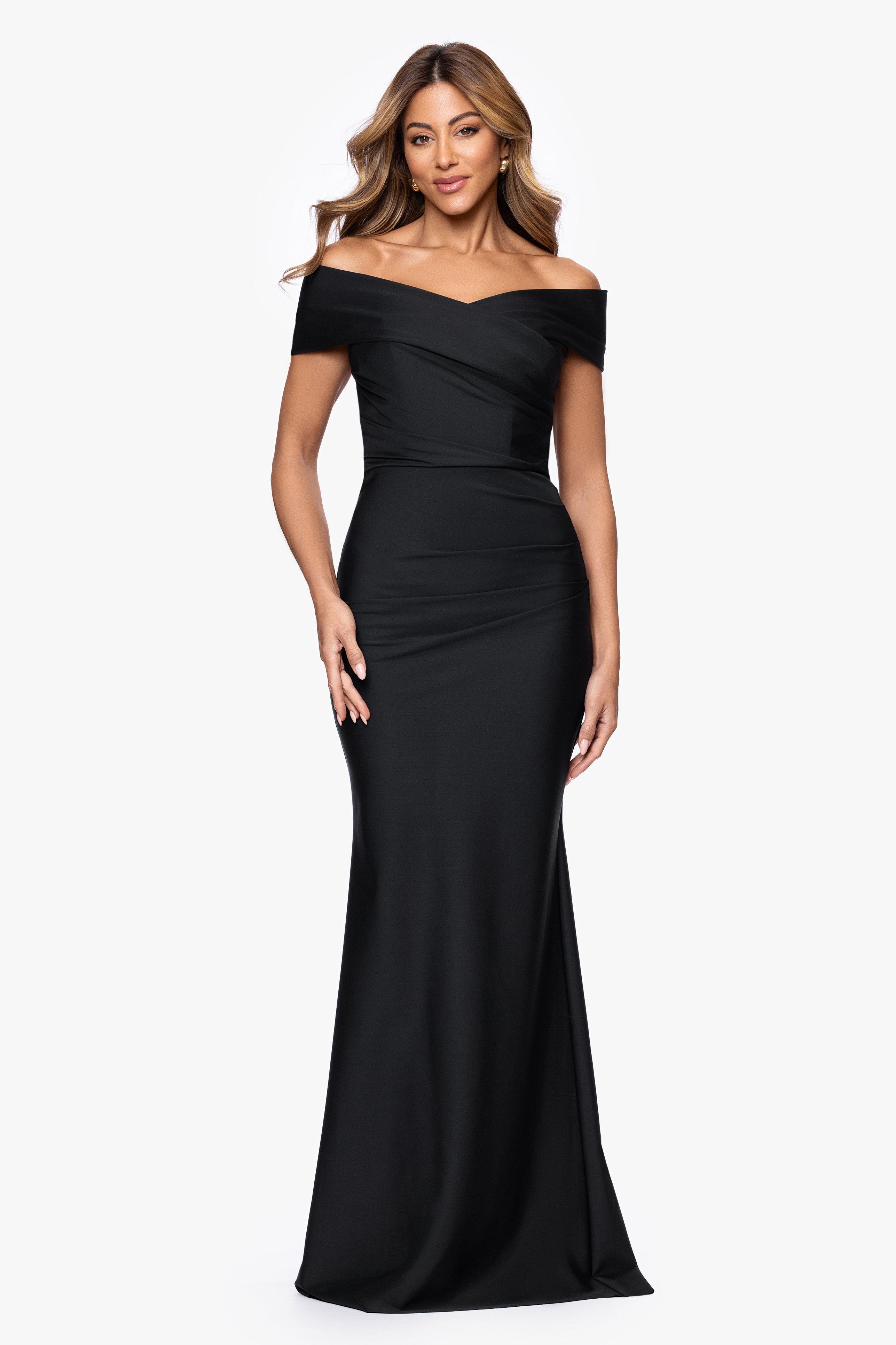 "Eloise" Bended Knit Off The Shoulder Ruched Dress