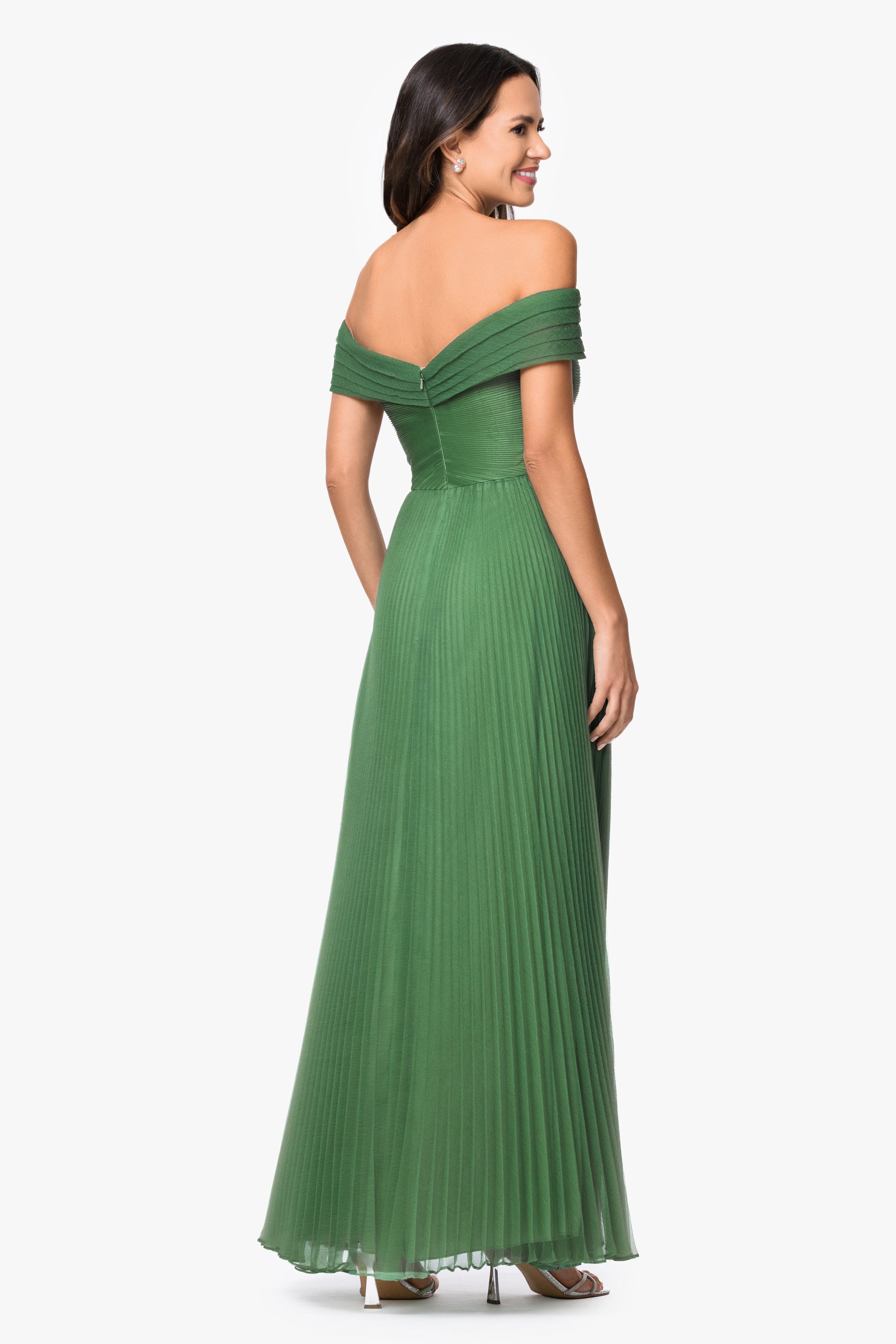 "Cora" Organza Pleated Off The Shoulder Dress