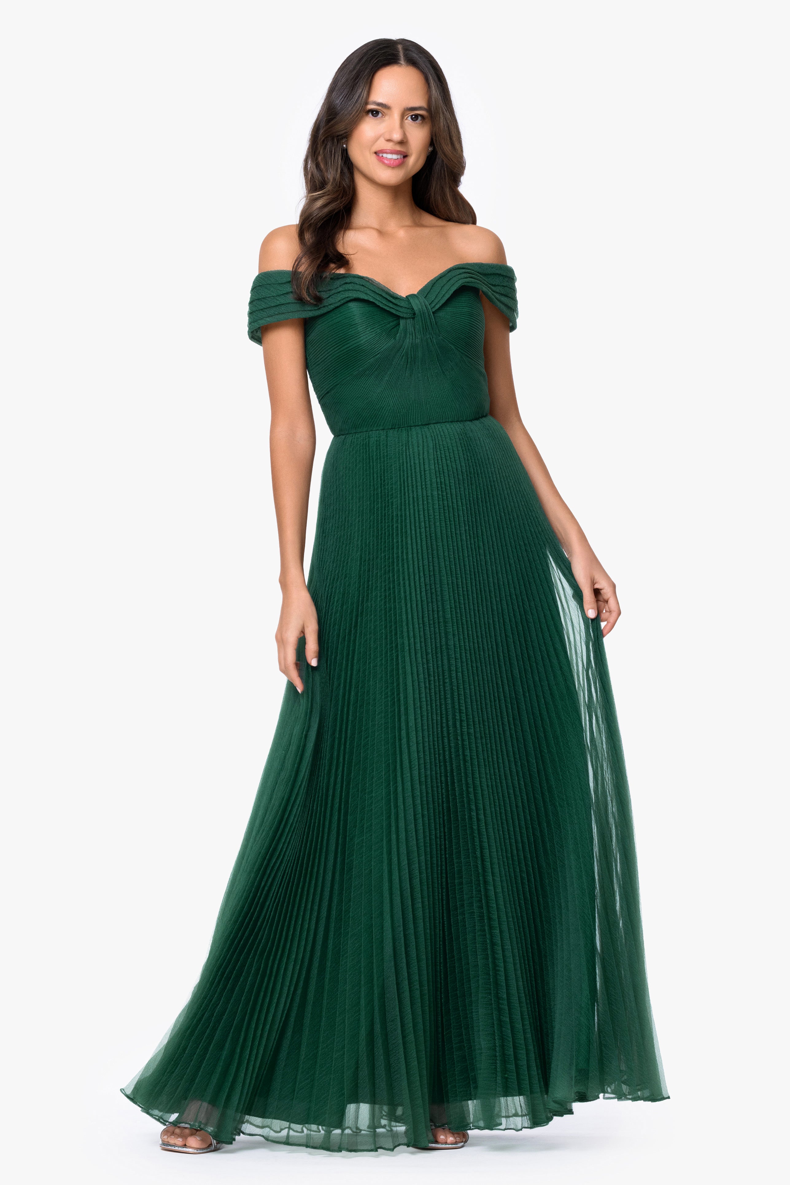 "Cora" Organza Pleated Off The Shoulder Dress
