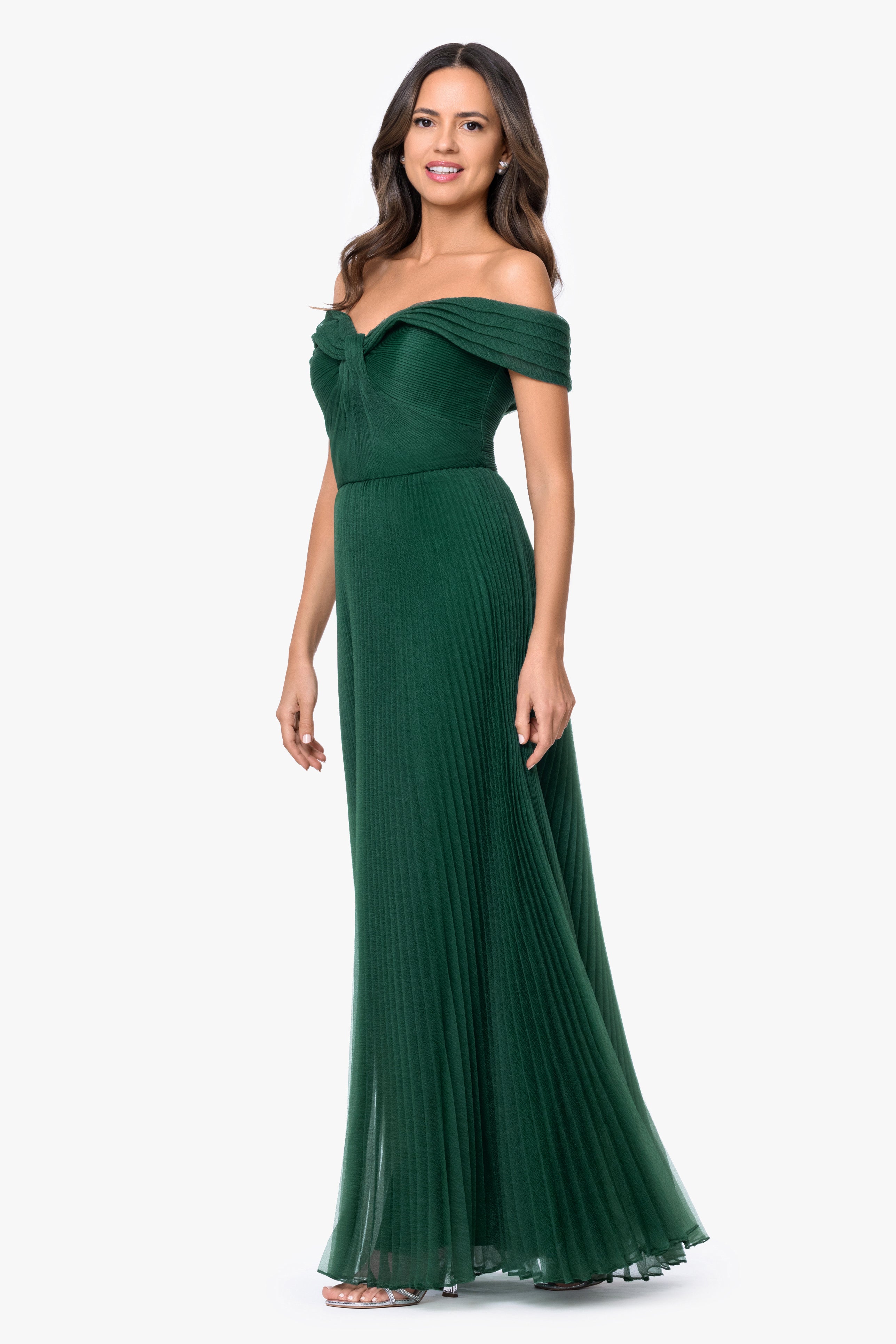 "Cora" Organza Pleated Off The Shoulder Dress