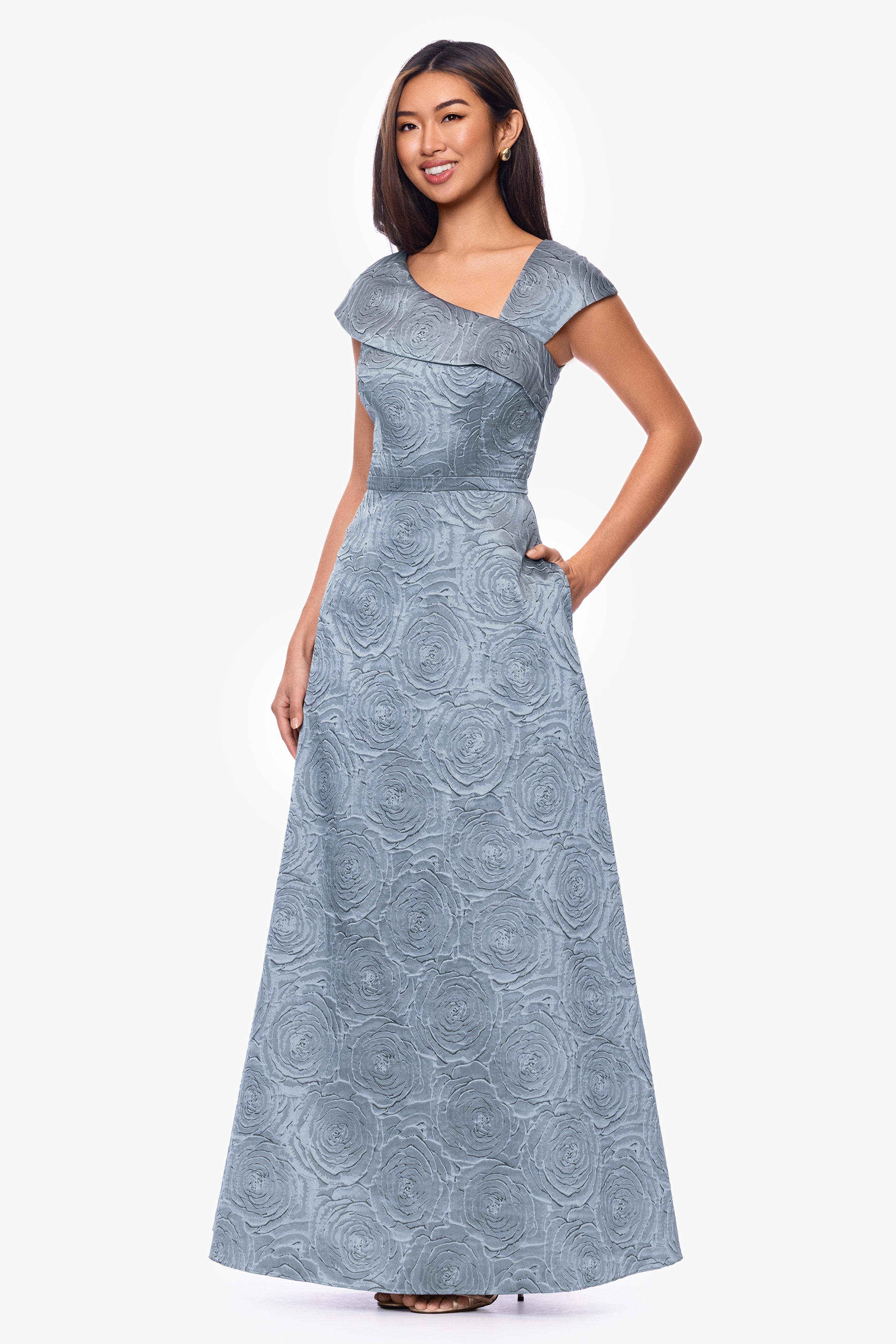 "Lorelai" Brocade Asymmetric Neck Dress