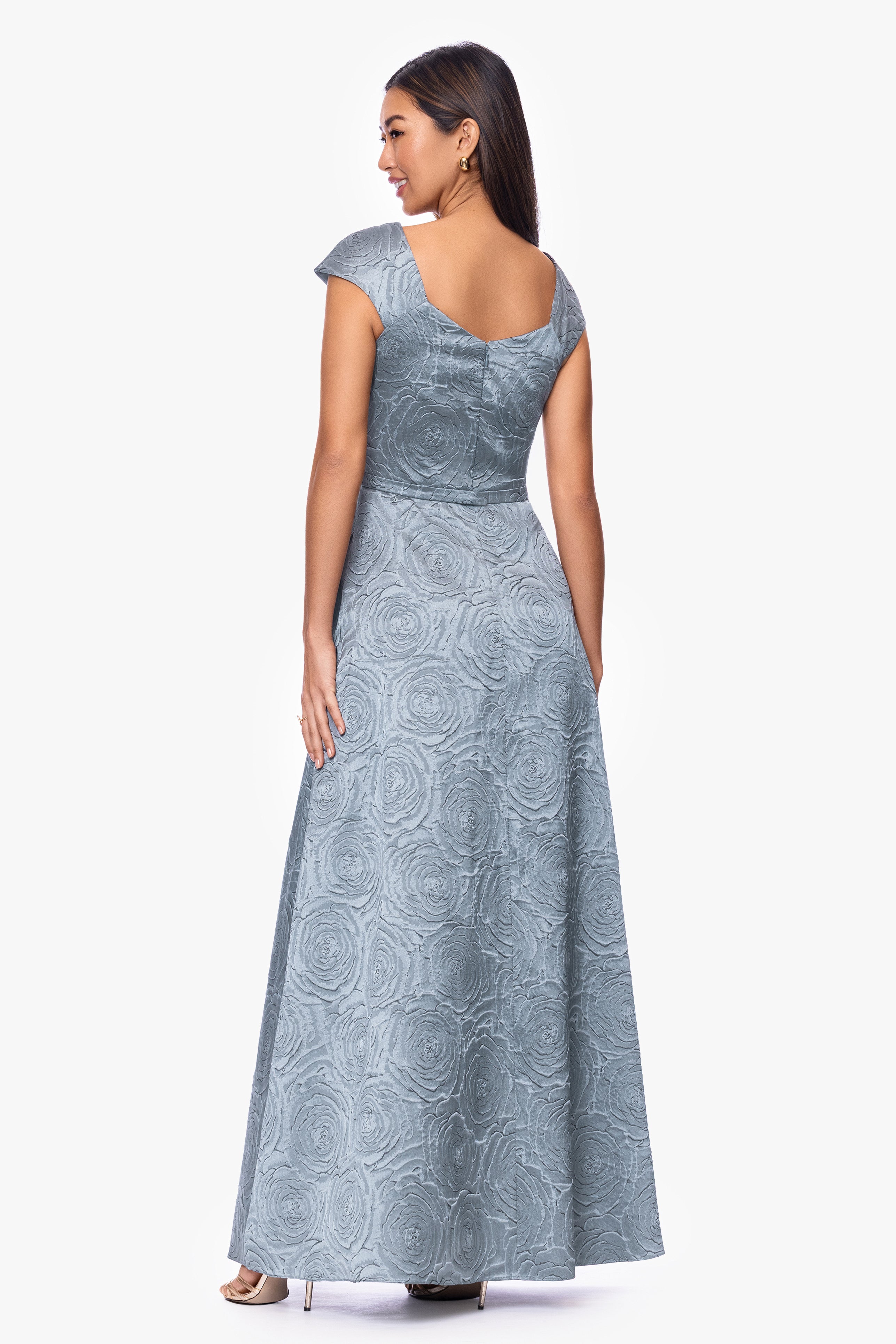 "Lorelai" Brocade Asymmetric Neck Dress
