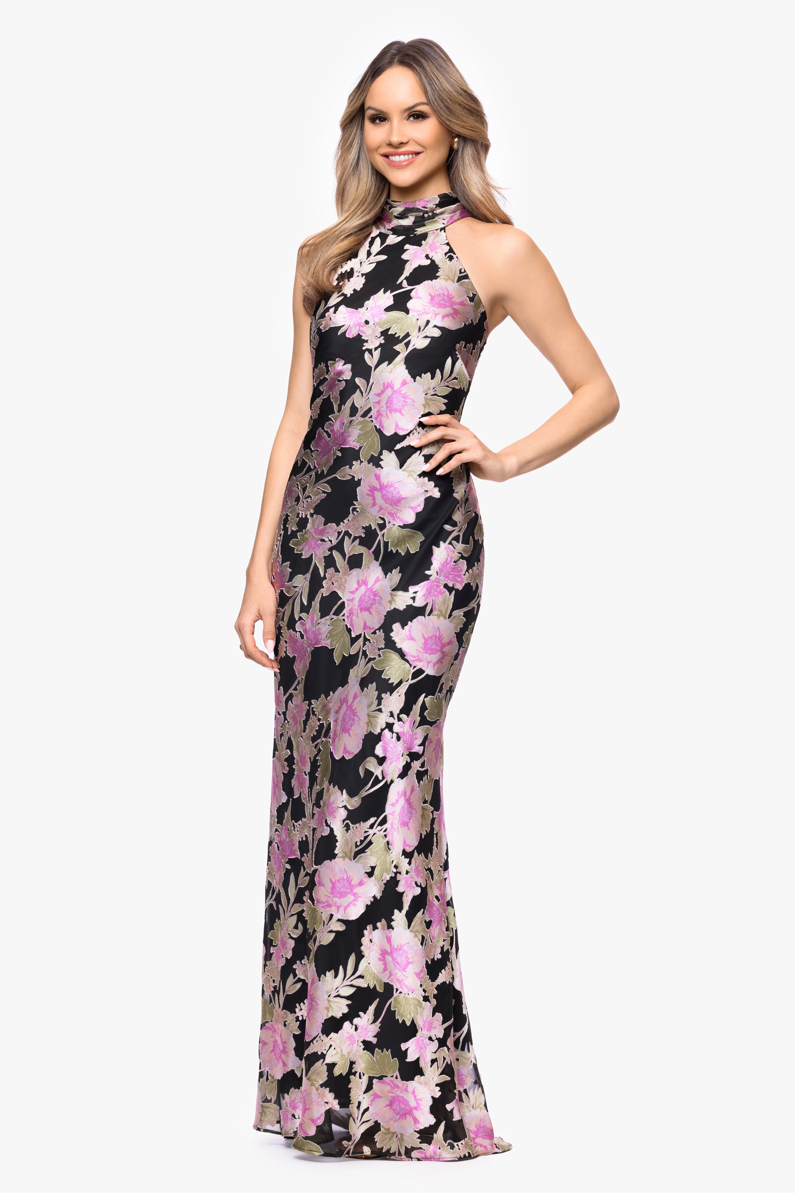 "Elliot" Burnout Chiffon Halter Tie Dress