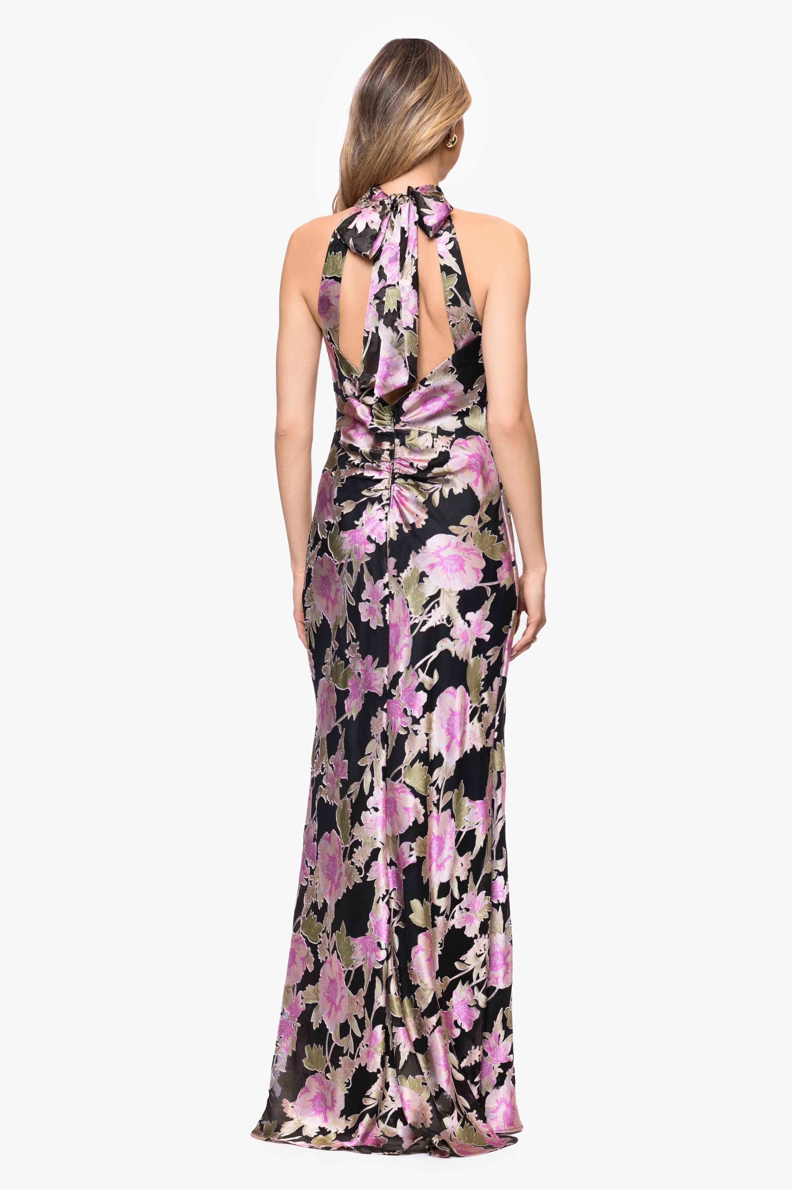 "Elliot" Burnout Chiffon Halter Tie Dress