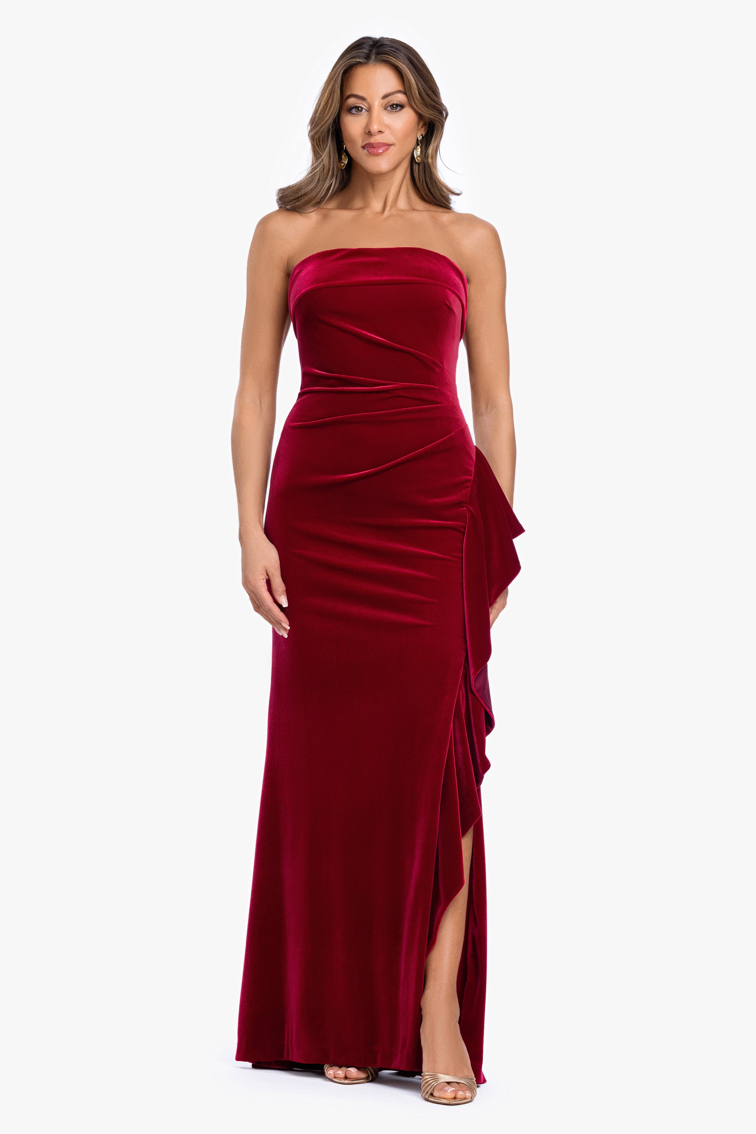 "Dillon" Stretch Velvet Strapless Dress