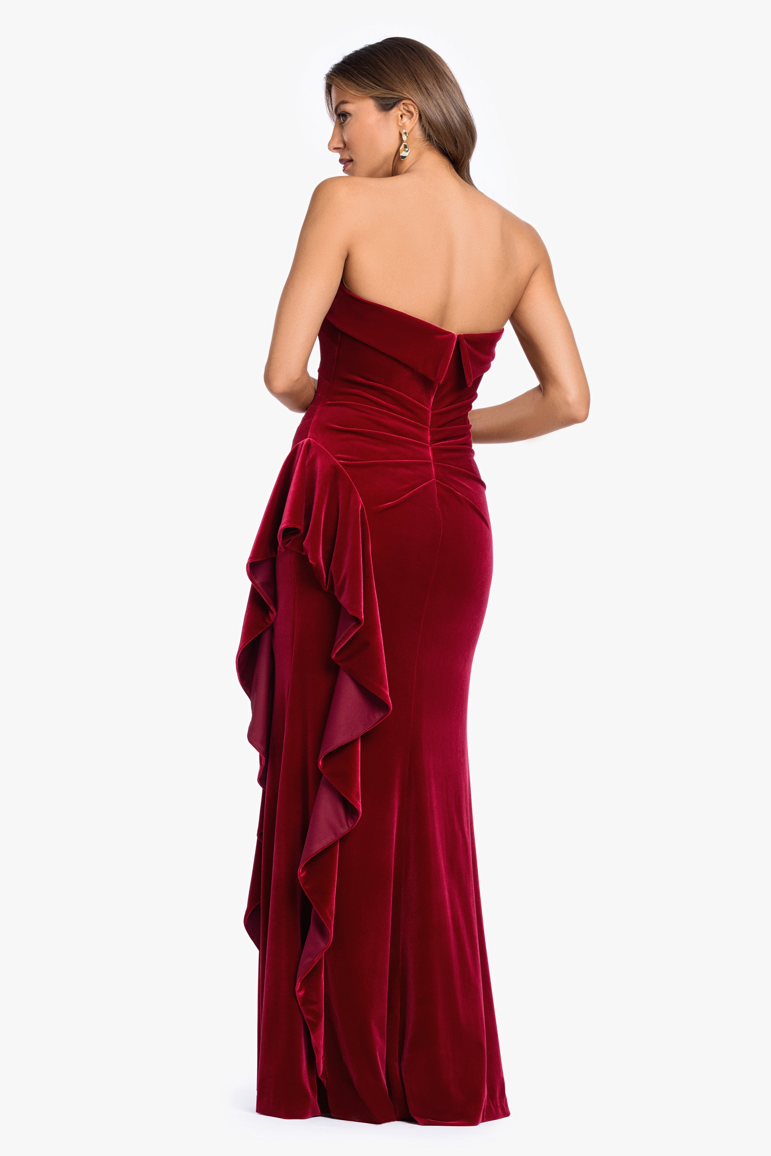 "Dillon" Stretch Velvet Strapless Dress