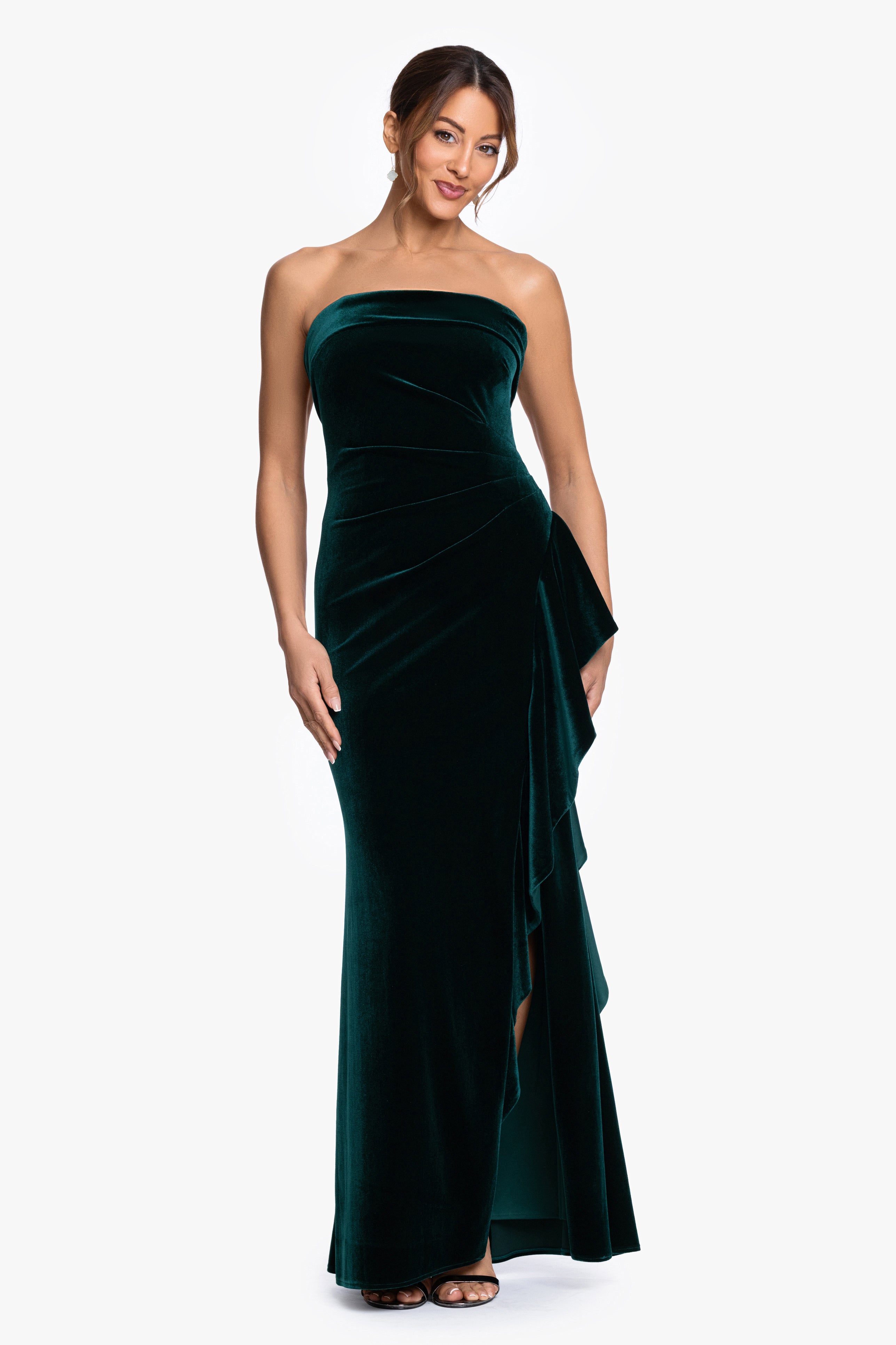 "Dillon" Stretch Velvet Strapless Dress