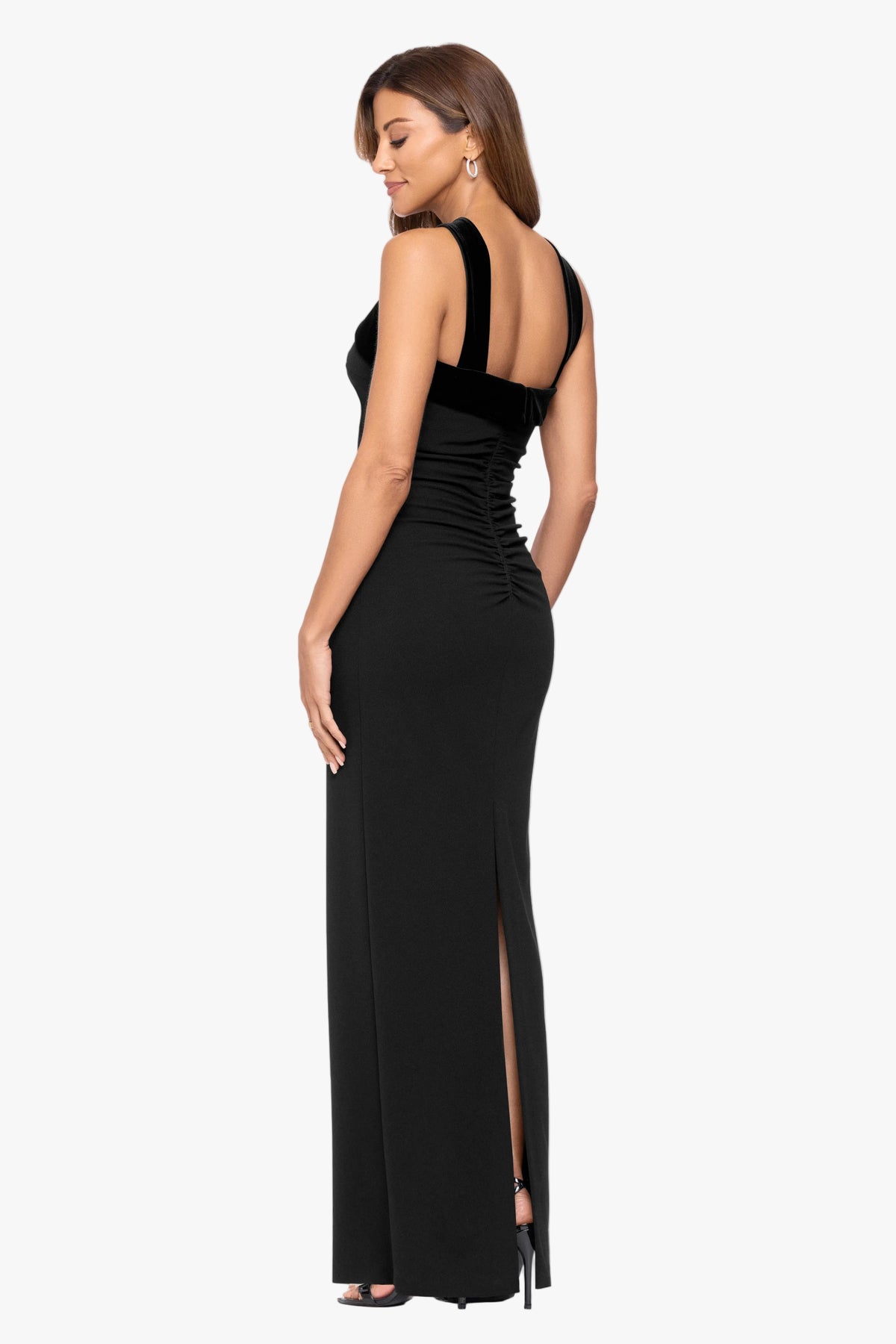 "Micah" Scuba Crepe & Velvet Trim Dress