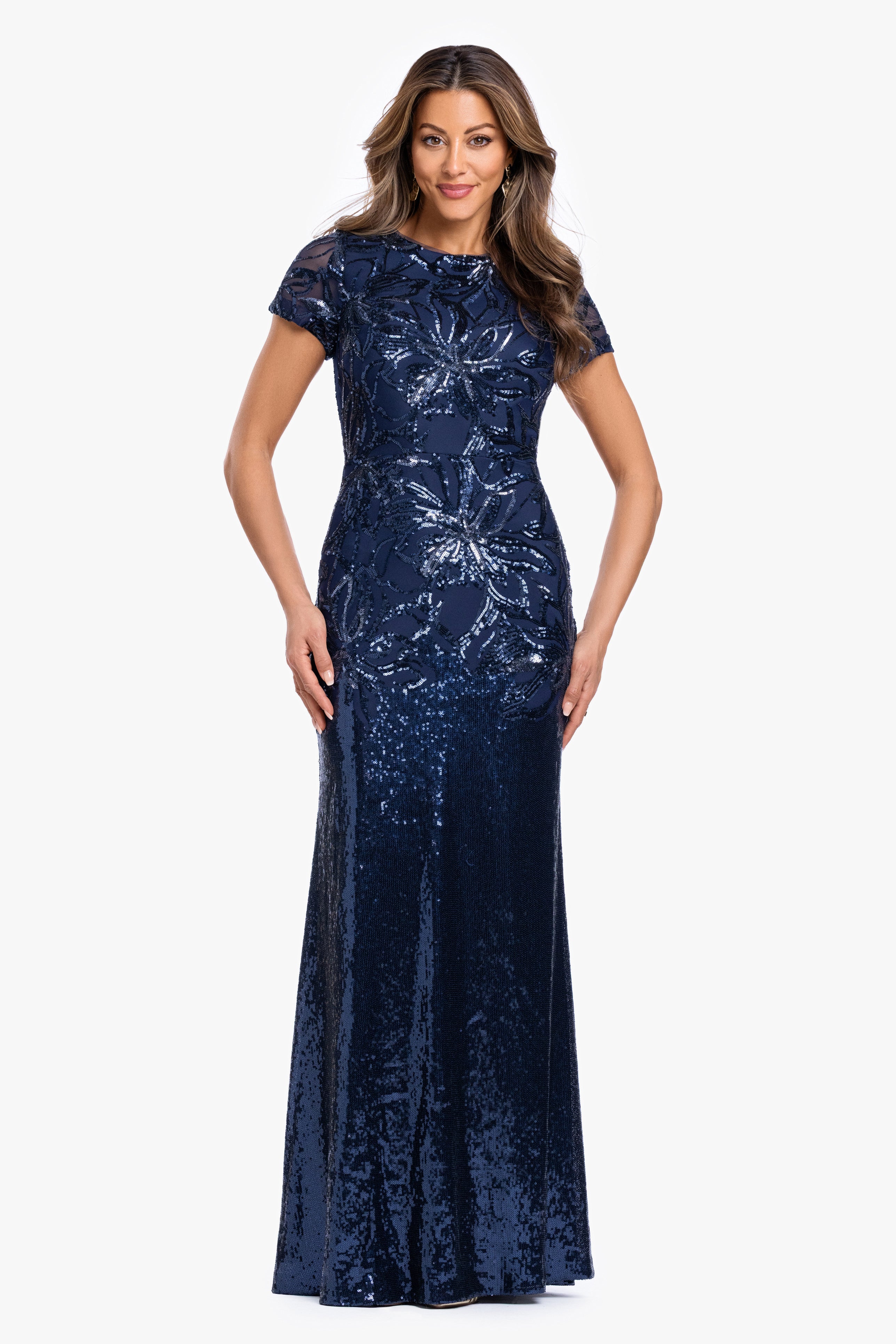 "Violet" Sequin Cap Sleeve Gown