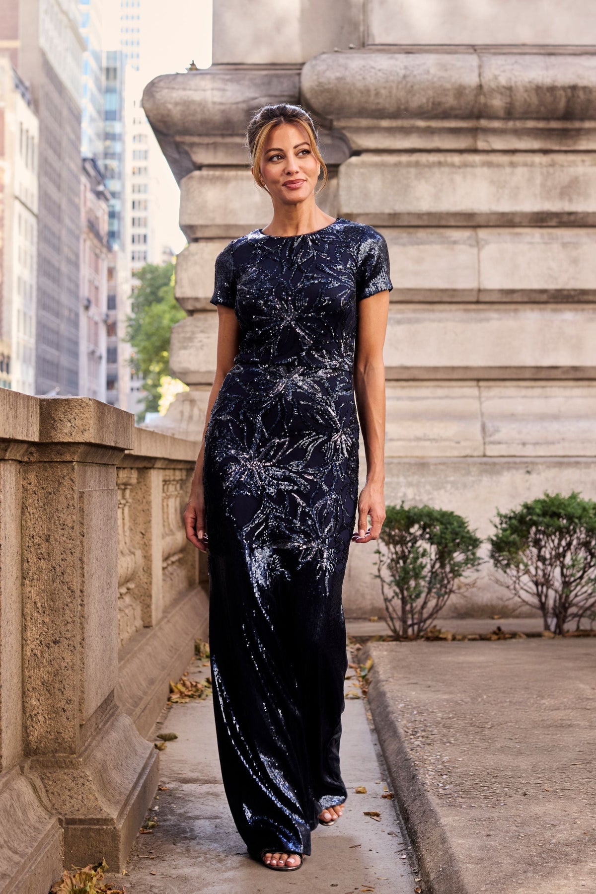 "Violet" Sequin Cap Sleeve Gown