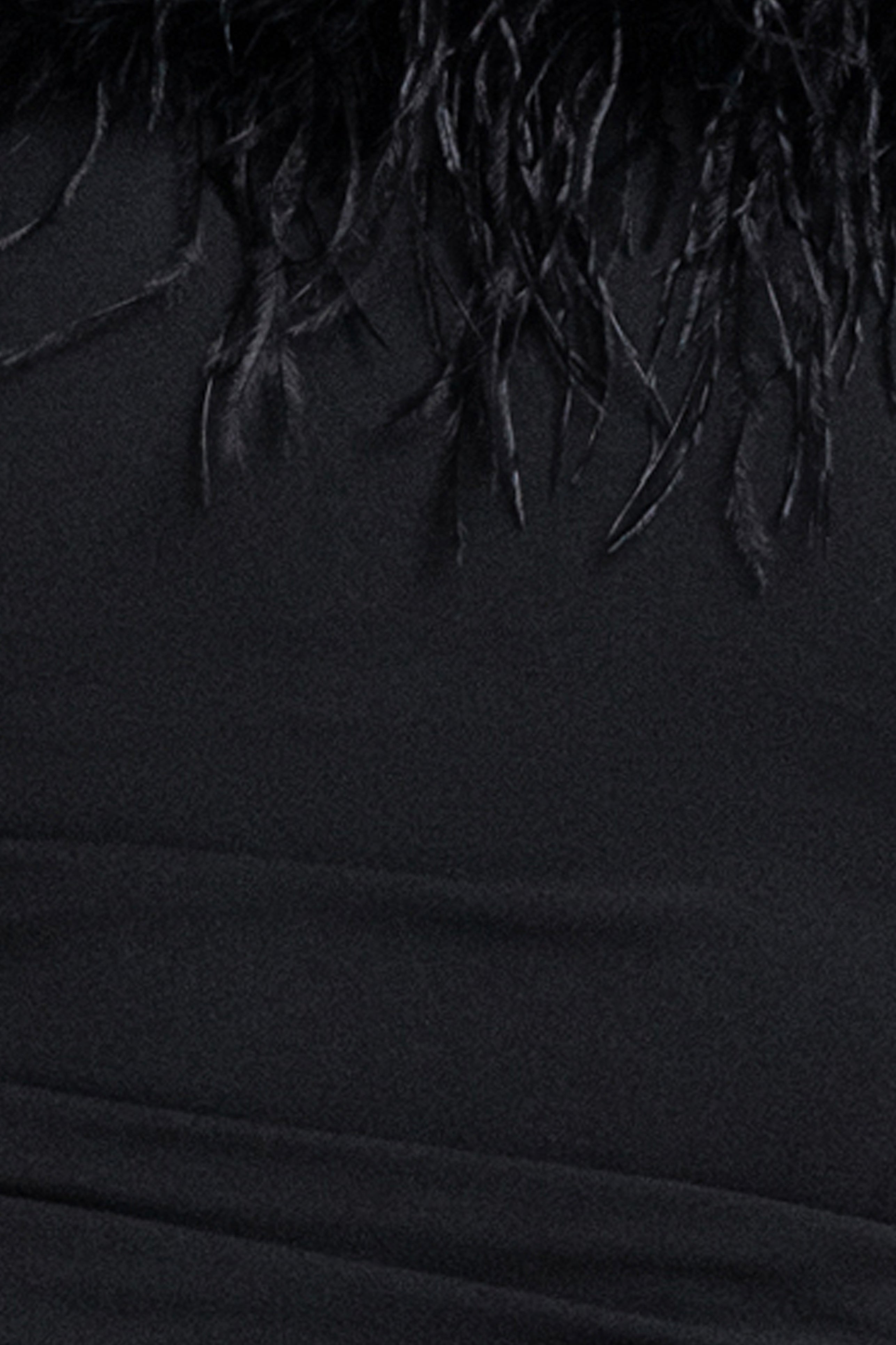"Fawn" Scuba Crepe Off Shoulder Feather Dress