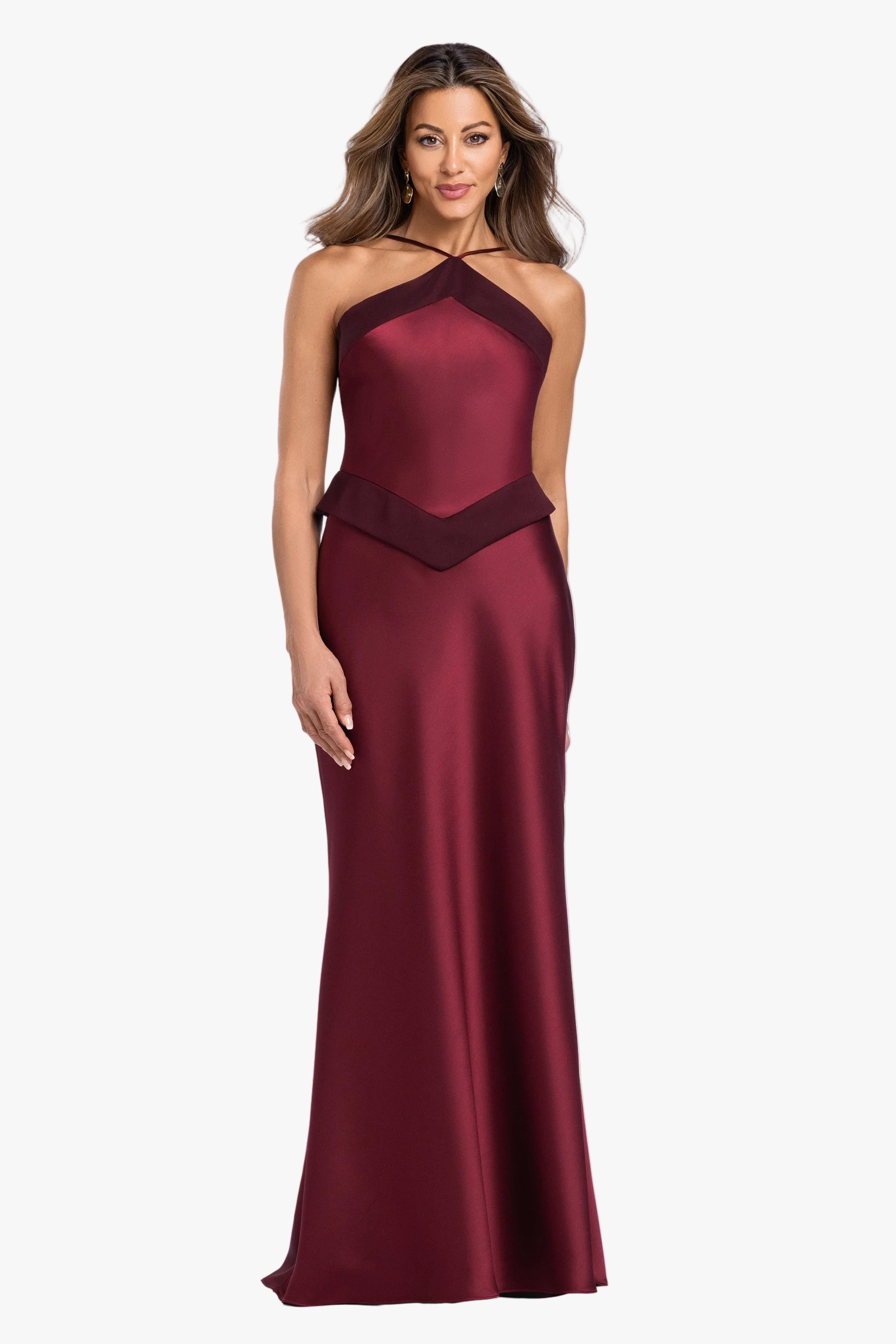 "Veronica" Satin Spaghetti Gown