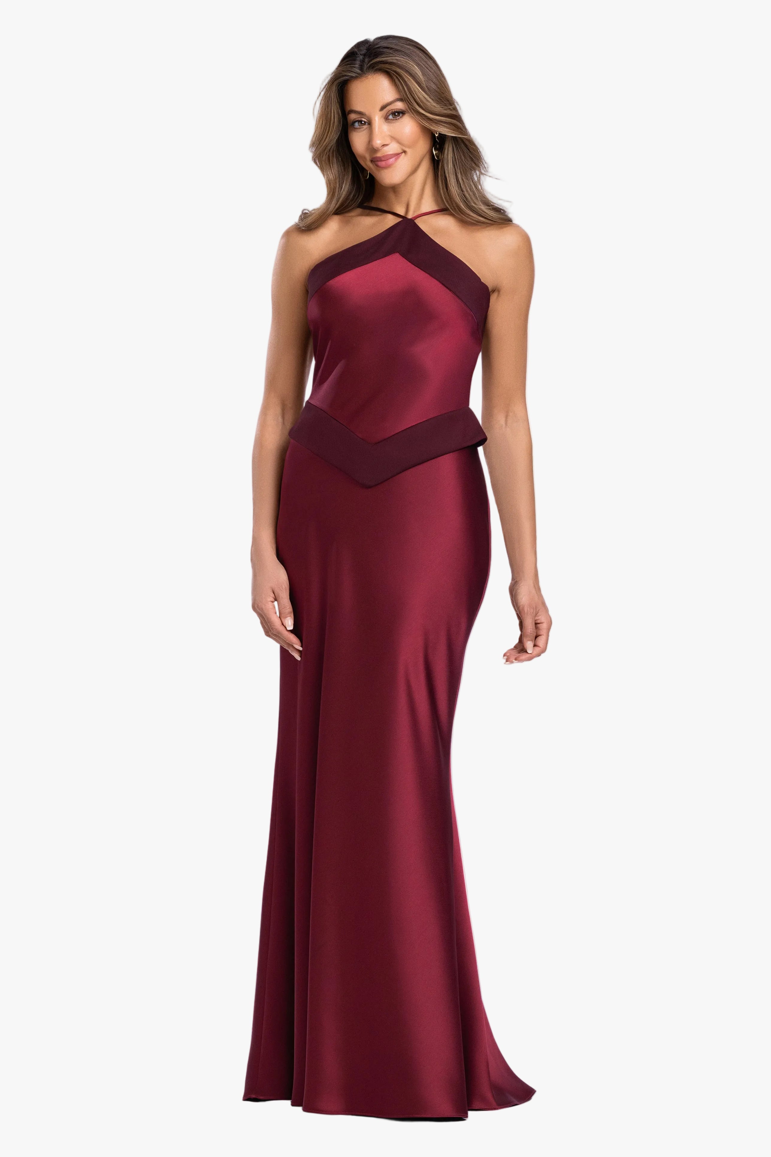 "Veronica" Satin Spaghetti Gown