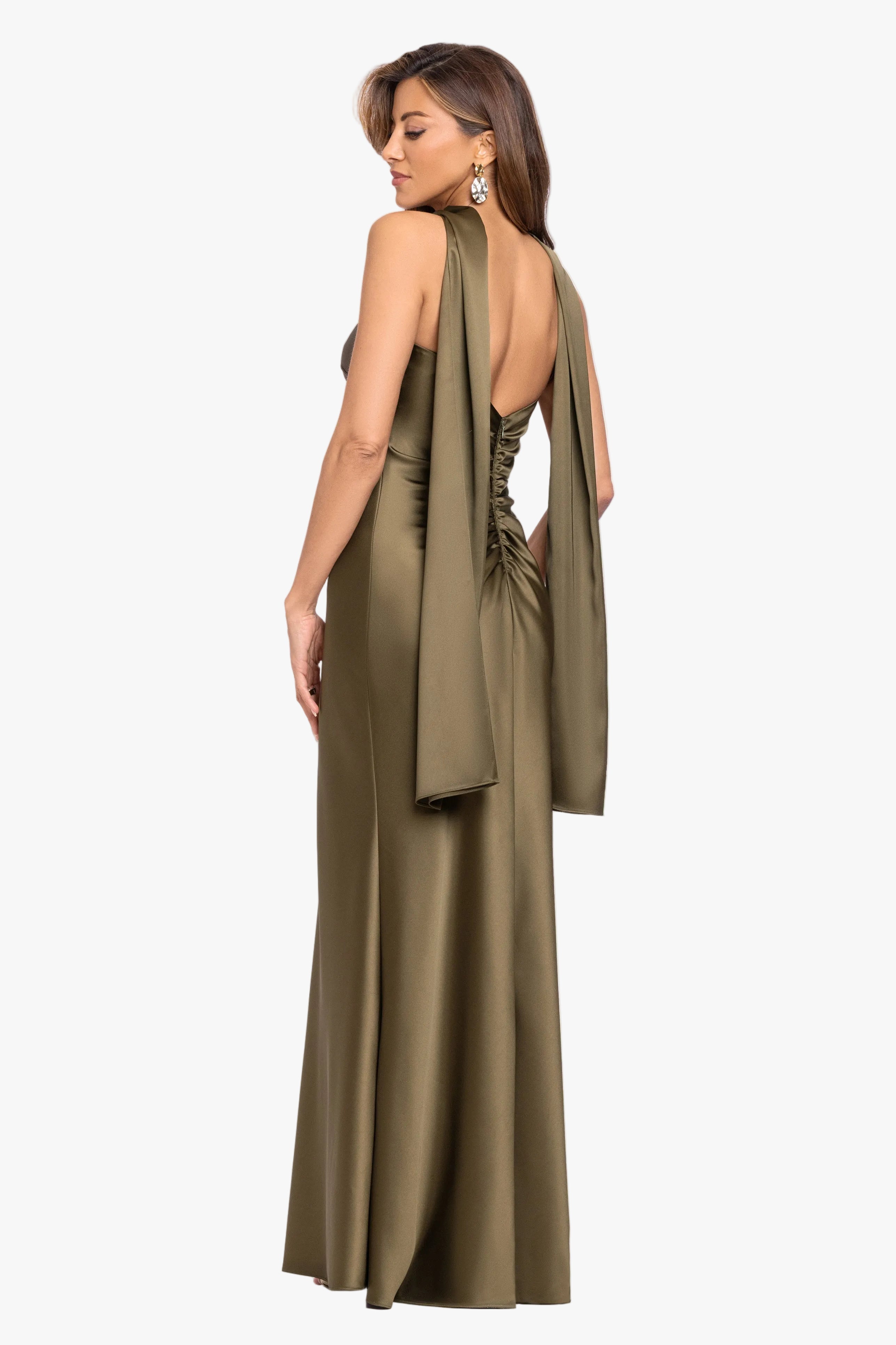 "Vada" Satin & Scarf Combo Dress