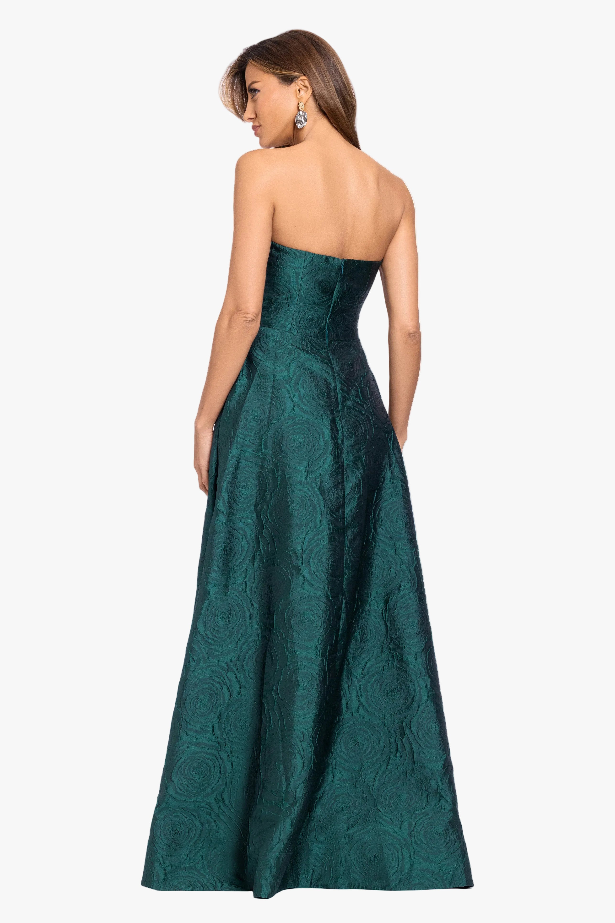"Bradley" Brocade Strapless Ballgown