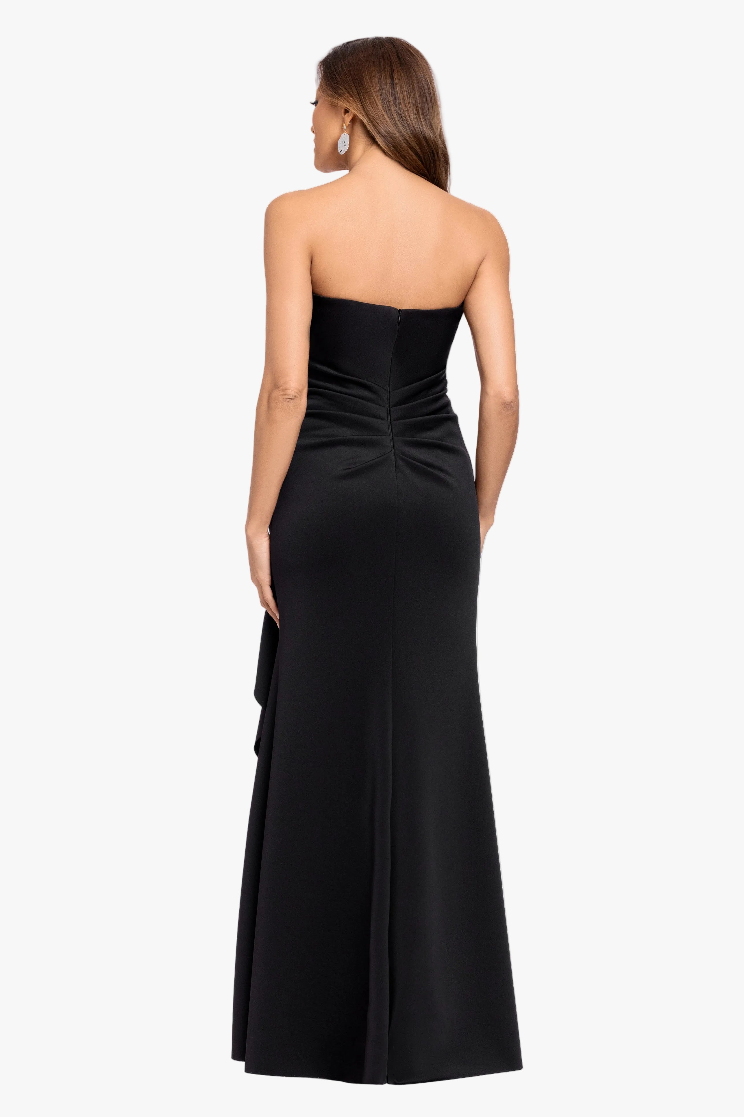 "Brianne" Techno Scuba Side Ruffle Dress